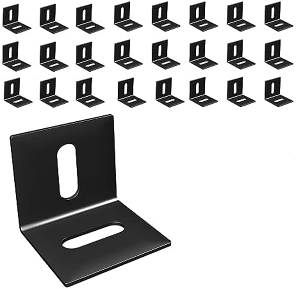 Etokfoks  1x1 in Heavy Duty Metal Adjustable Corner Brackets for Wood Shelves Desks Chairs 24 Pack