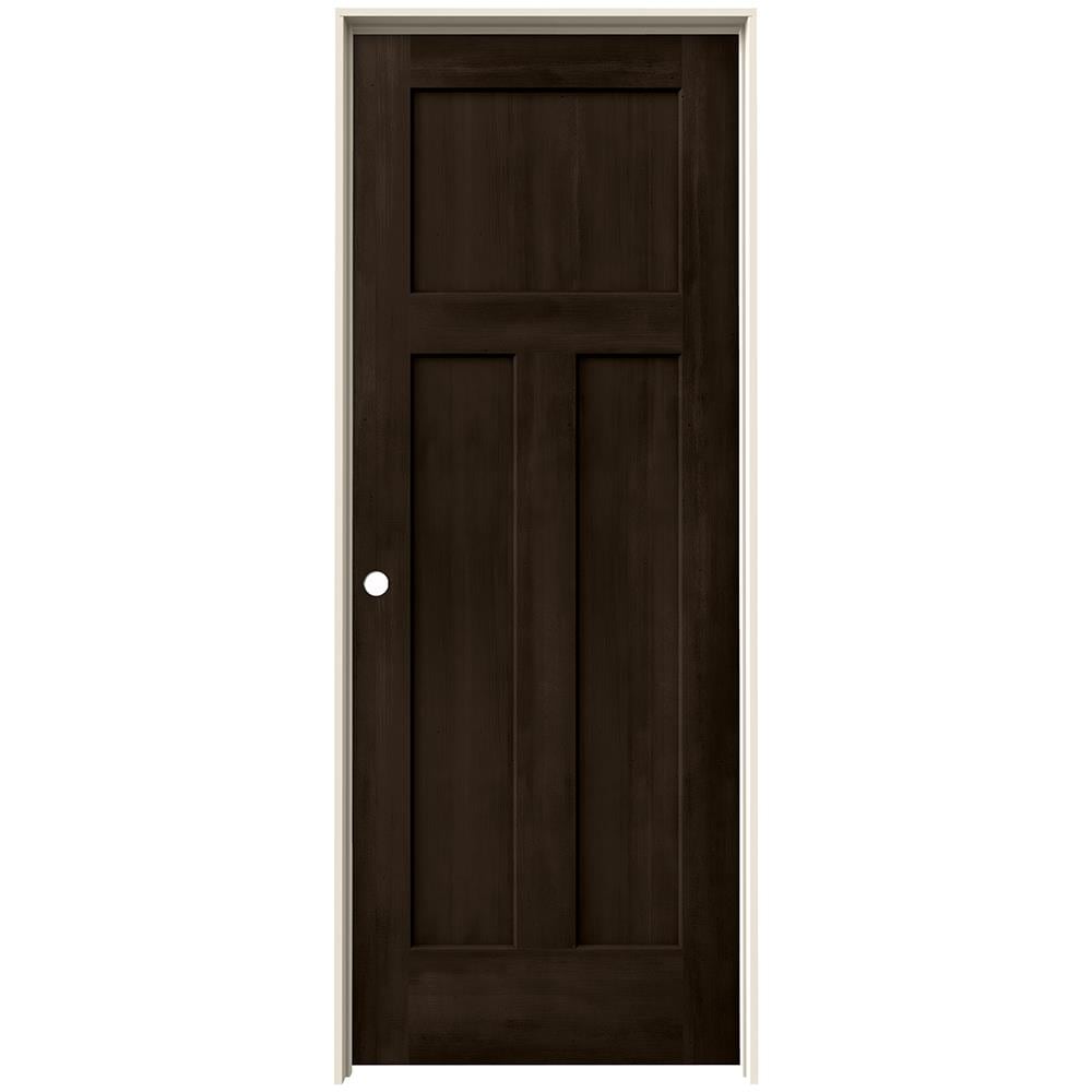 JELD-WEN 24-in x 80-in Espresso Hollow Core 3-panel Craftsman Right Hand Smooth Stained Molded Composite Flat Jamb Single Prehung Interior Door -  LOWOLJW222200757