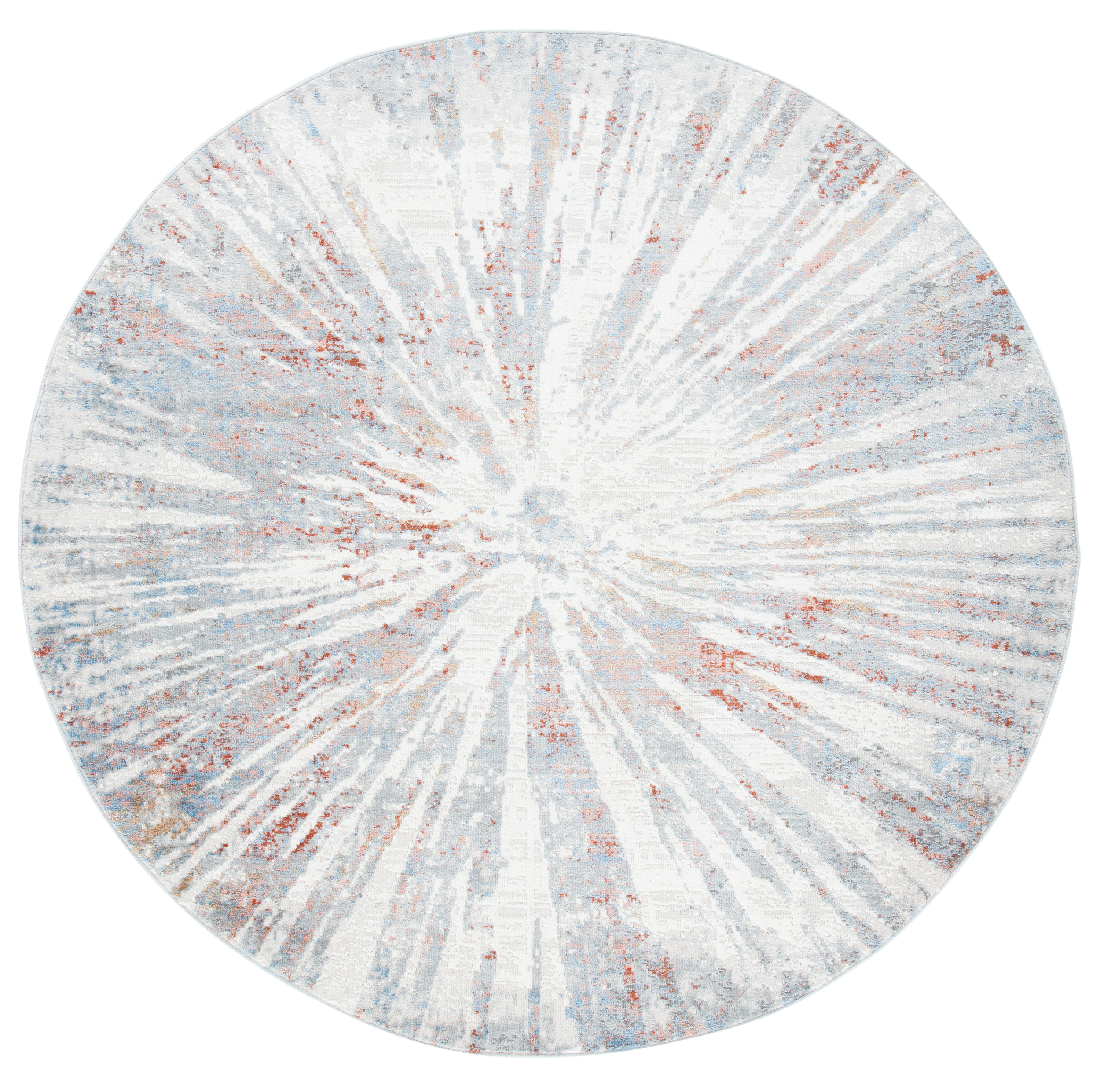 Safavieh ALA449G-7R Amelia Gertrude 7 x 7 (ft) Loomed Synthetic Gray/Rust Round Indoor Distressed/Overdyed Bohemian/Eclectic Area rug