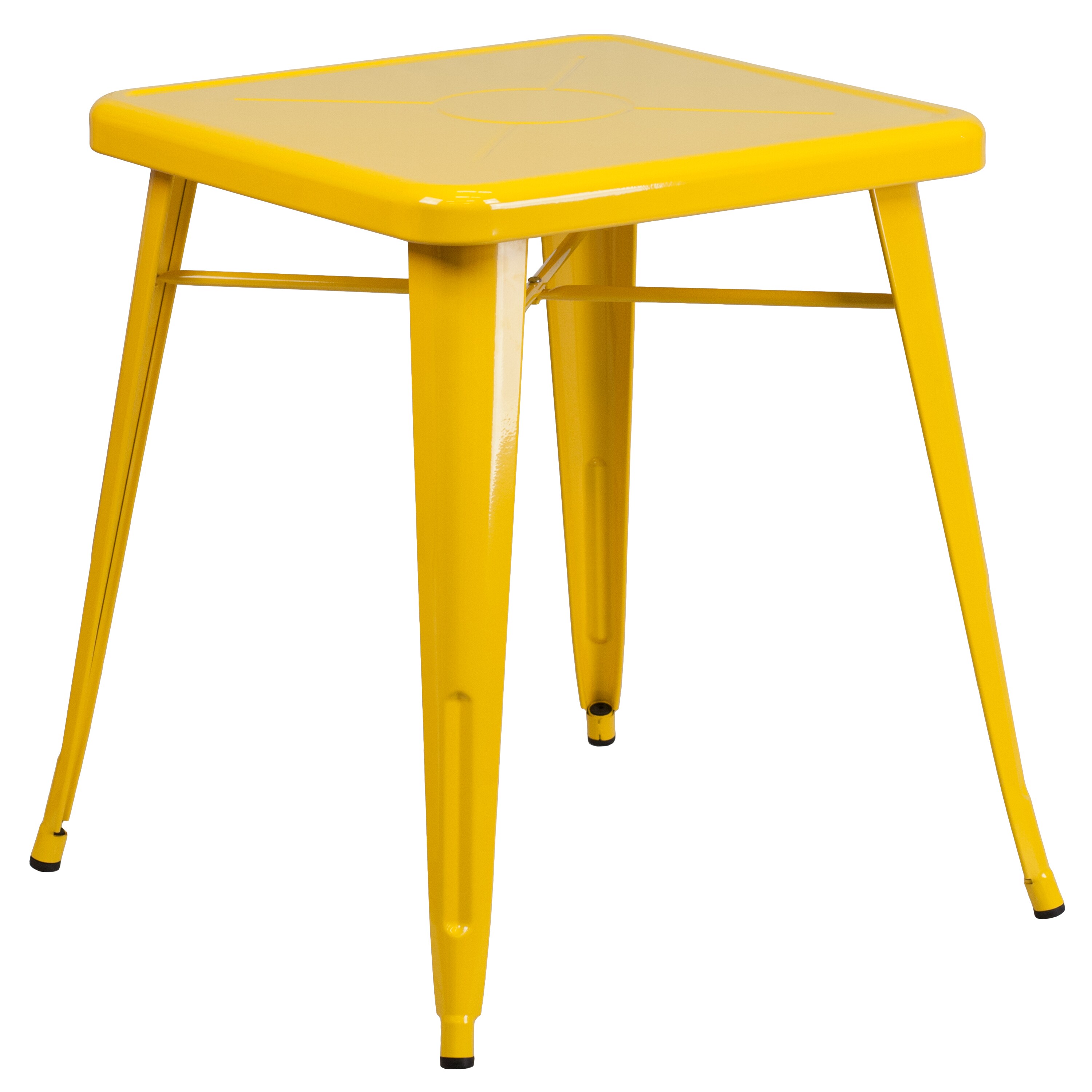 Merrick Lane - Benson 23.75-in Square Metal Dining Table for Indoor and Outdoor Use in Yellow