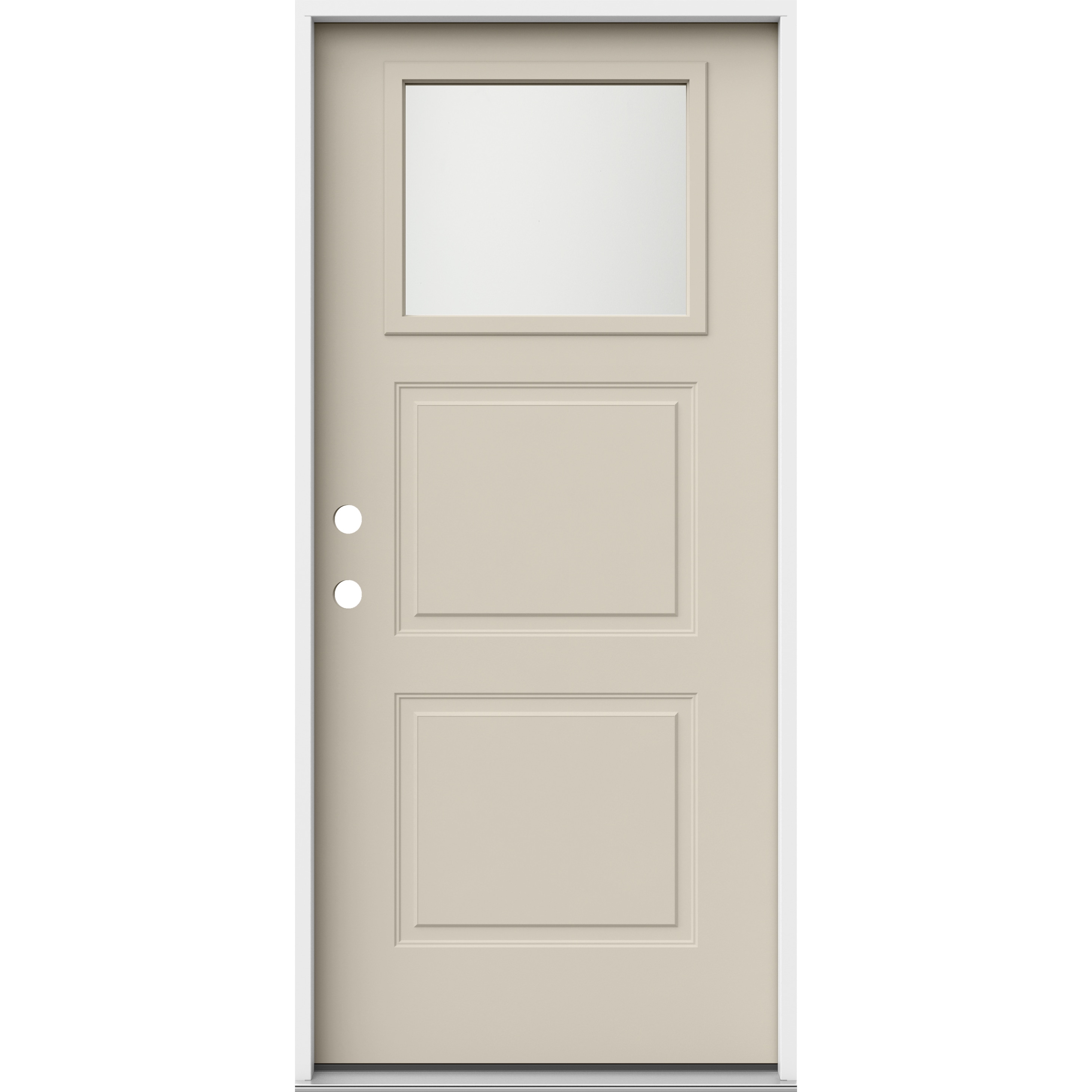 JELD-WEN LOWOLJW250000010 36-in x 80-in x 4-9/16-in Steel 1/4 lite Right-hand inswing Primed Prehung Front Door Insulating core