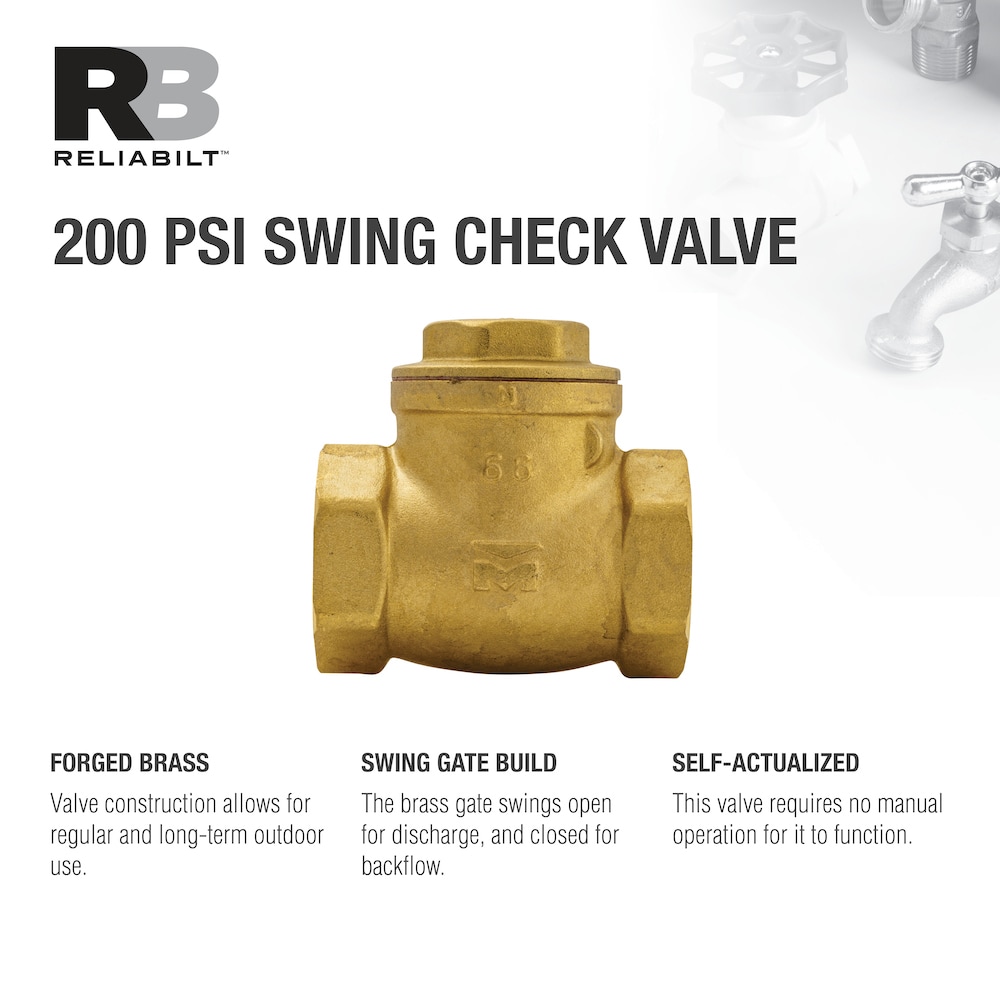 RELIABILT 1-in FIP X Fip Brass Swing Check Valve In The Check Valves ...