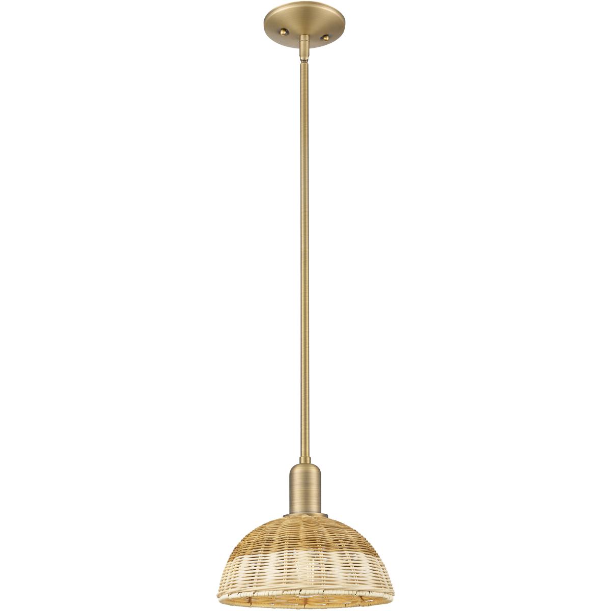 Innovations Lighting -  716-1S-BB-NBD2-9-NAT Natural Ballston Dome Mini Pendant Brushed Brass