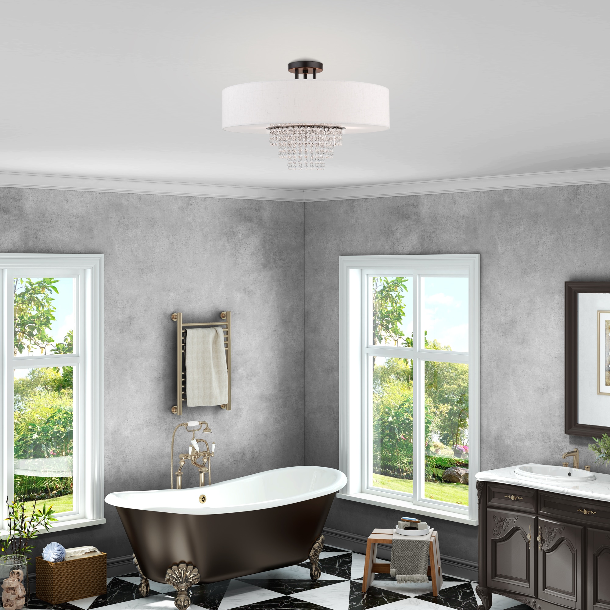 Carlisle English Bronze 5-Light Indoor/Outdoor Semi-Flush Drum