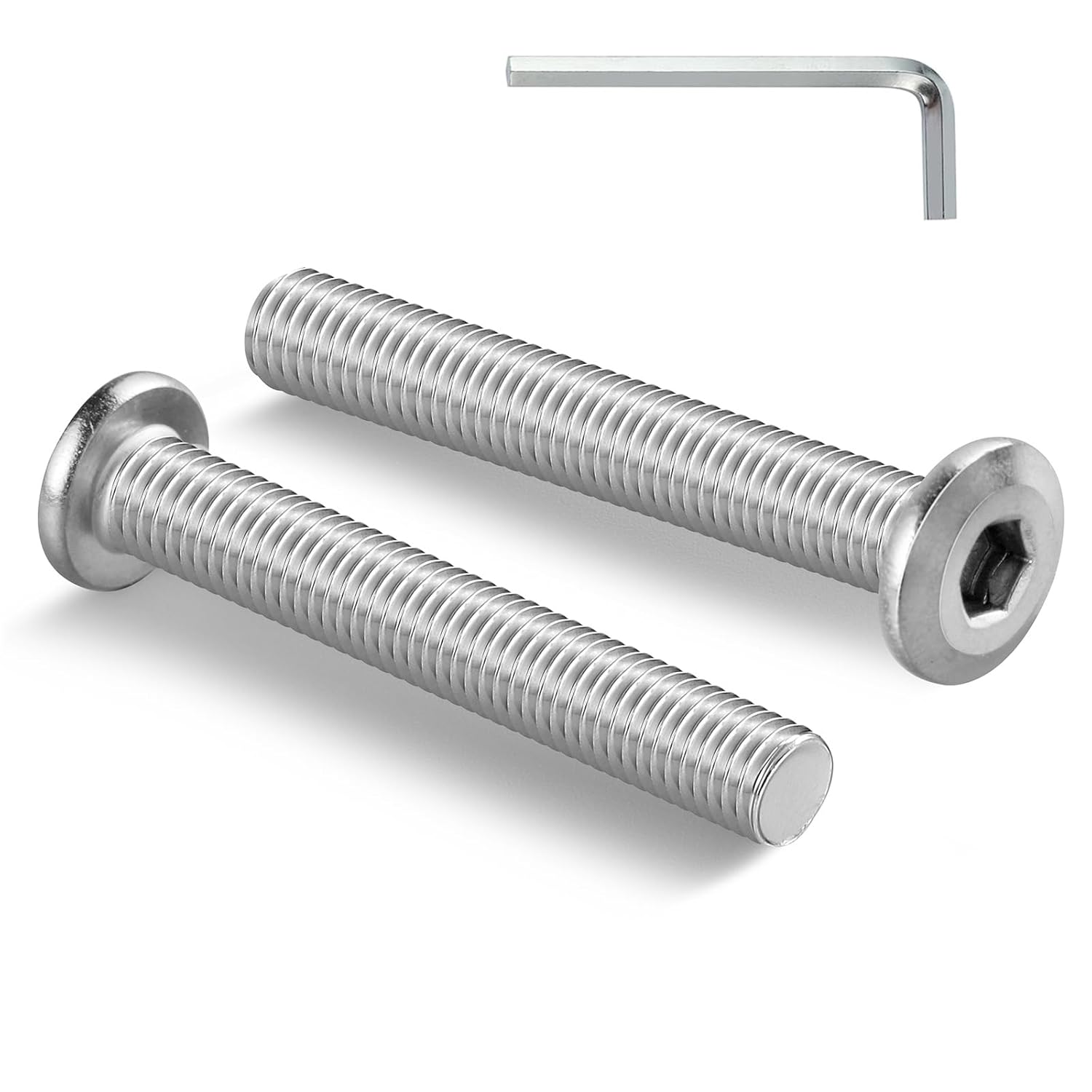 BNUOK  10-Piece M6-1.0 x 45-mm Flat Head Socket Cap Screws Bright Finish 304 Stainless Steel 18-8 Hex Drive Fully Threaded Metric Countersunk Furniture Bolts with Hex Spanner Silver Fasteners Kit for Mechanical and DIY Projects