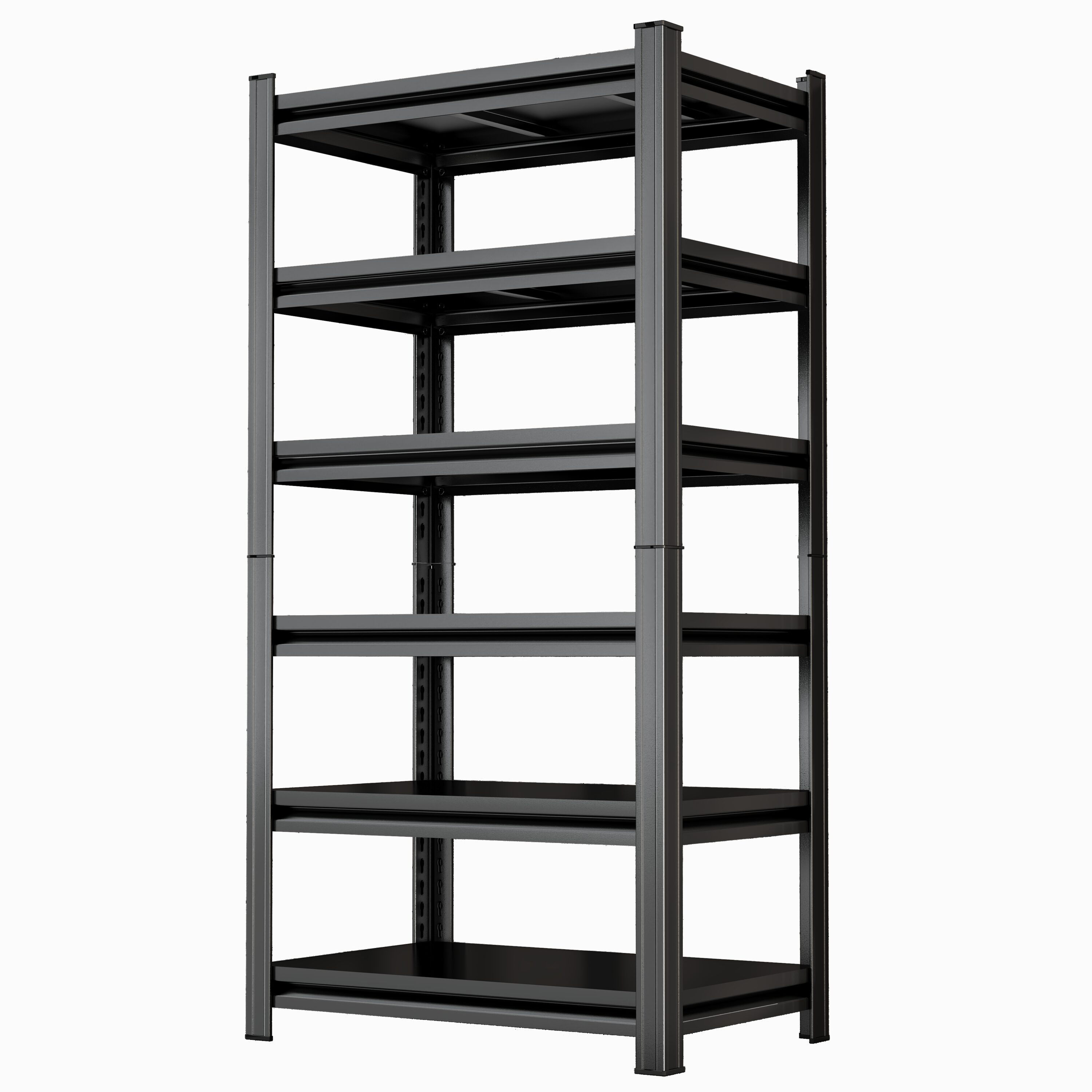 Huluwat XJ 6 Tier Black Metal Garage Storage Rack 82 Inches Height Equipped with Adjustable Shelves and Reinforced Double-Layer Uprights Assembly Required