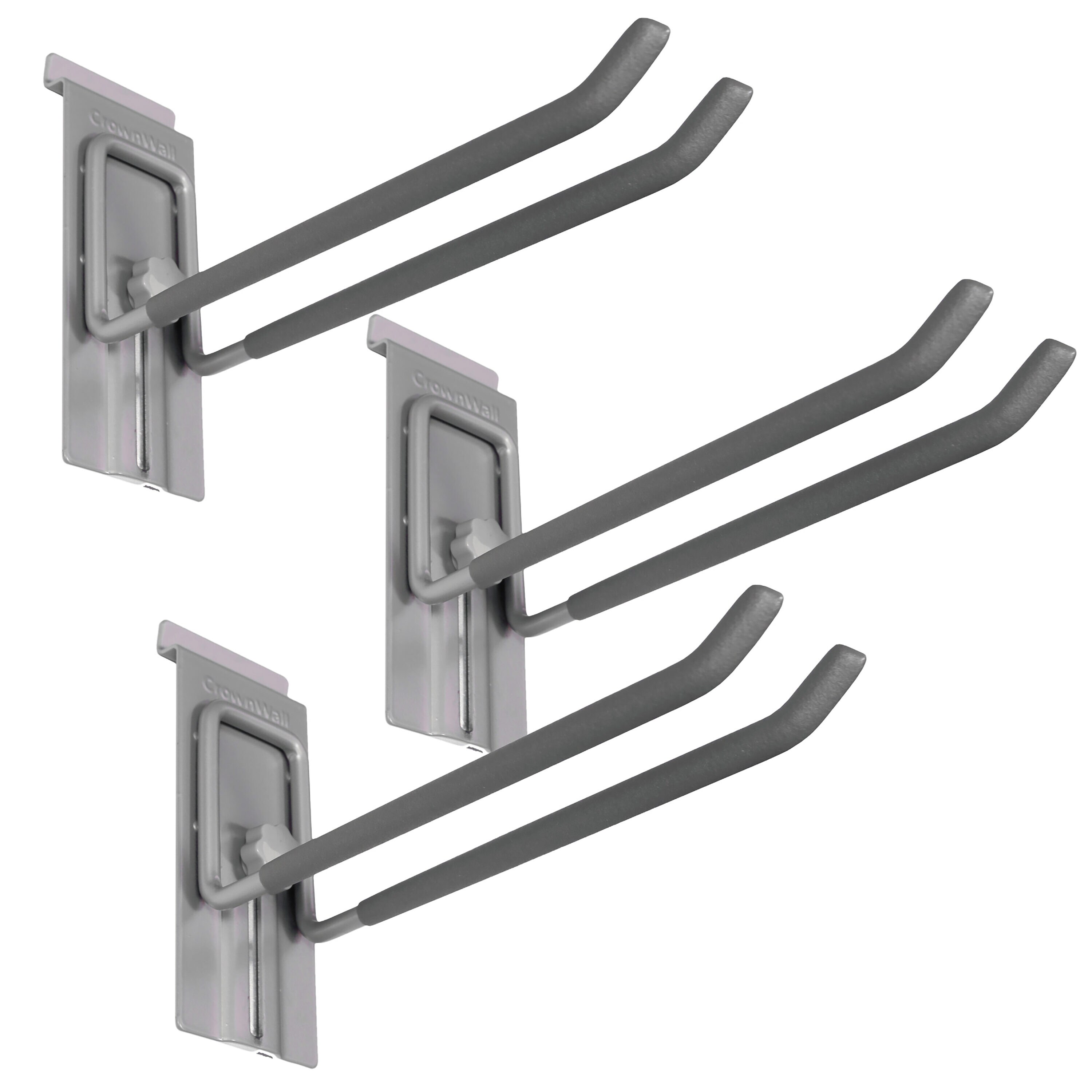 CrownWall Slatwall 55 lbs. 8 in. Locking Double Hook (3-Pack) in the  Slatwall & Rail Storage Systems department at