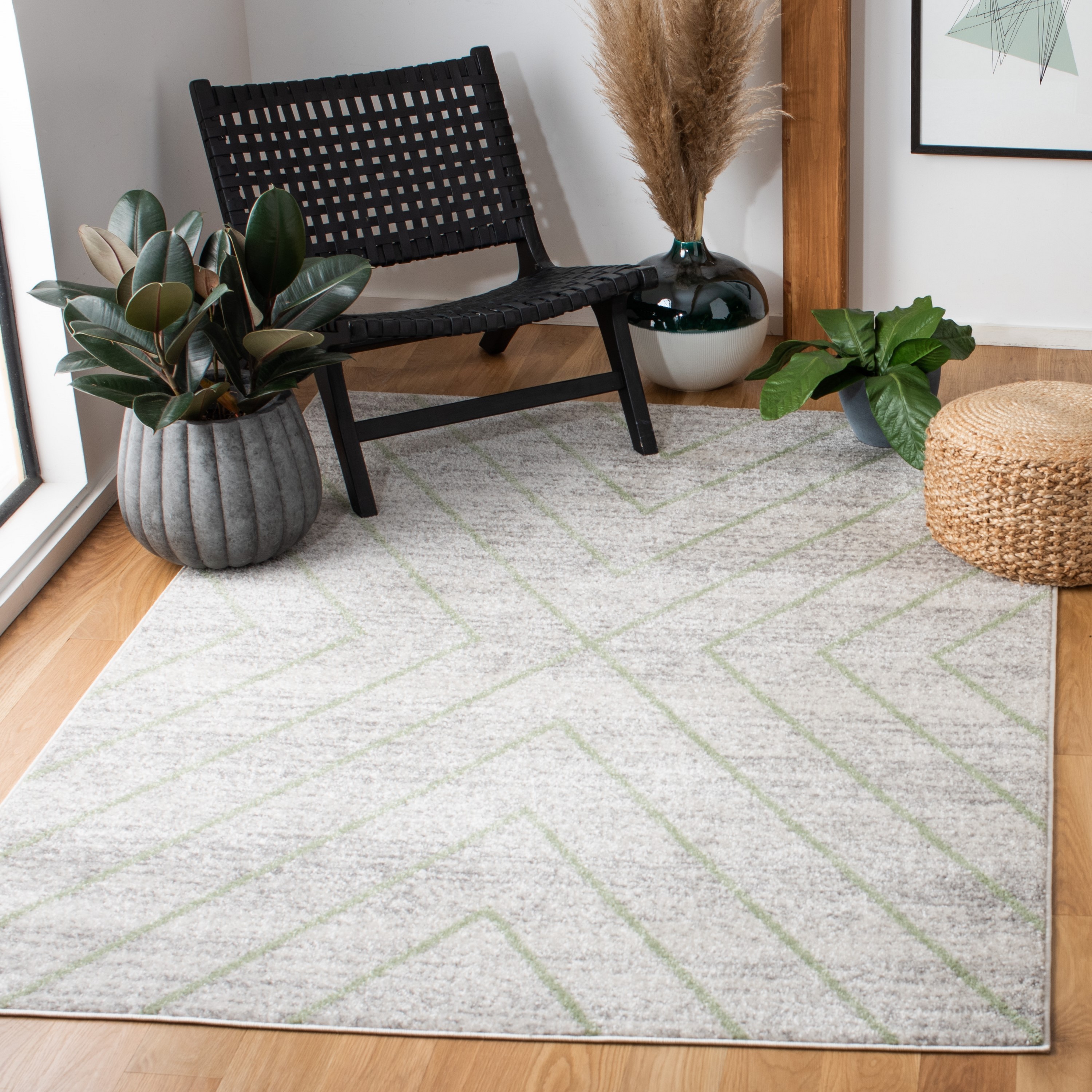 Safavieh ADR251Y-9 Adirondack 9 x 12 (ft) Loomed Polypropylene Gray/Green Rectangular Indoor Geometric Bohemian/Eclectic Area rug