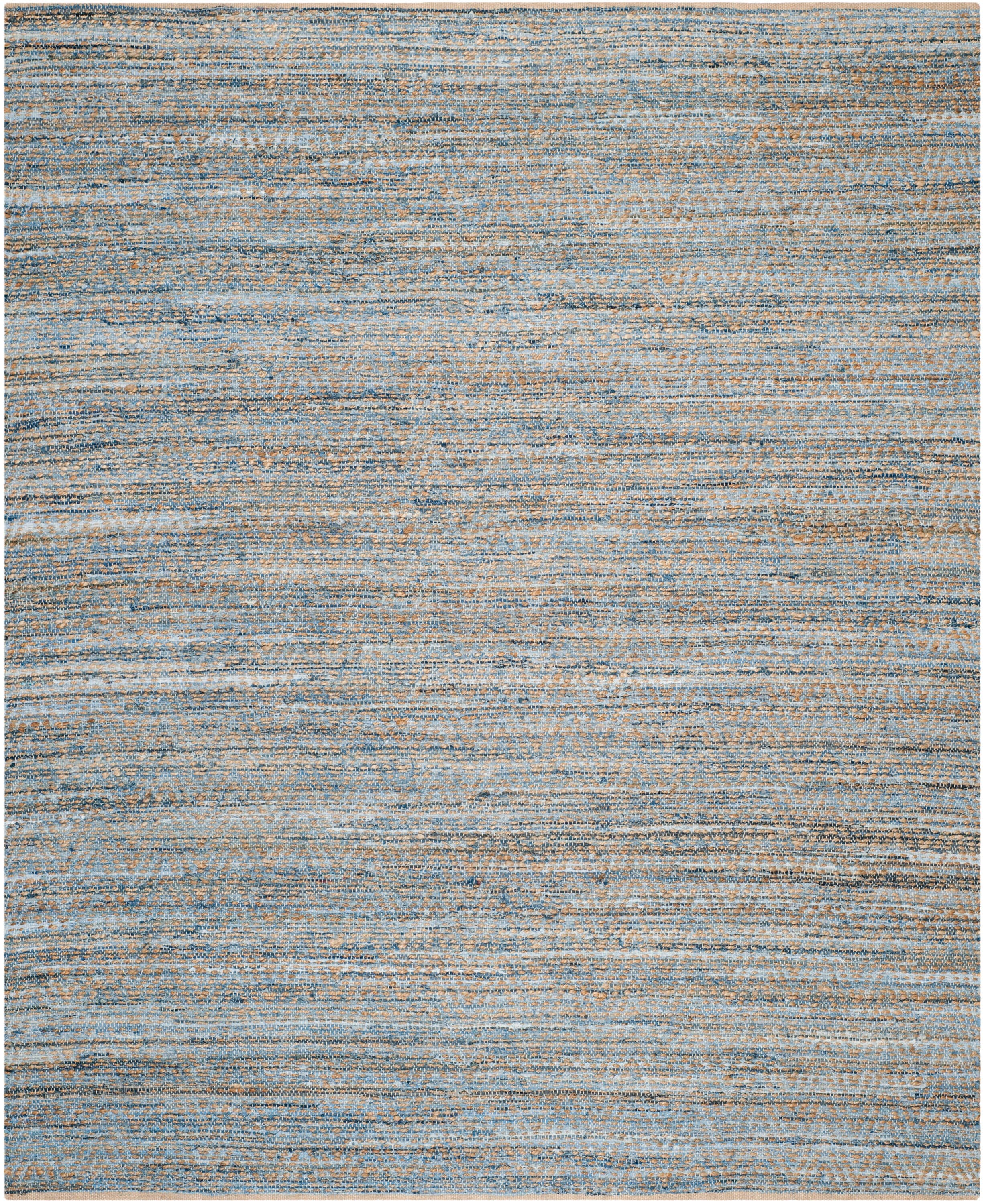 Handmade Blue and Natural Wool Cotton Flat Woven 8' x 10' Area Rug
