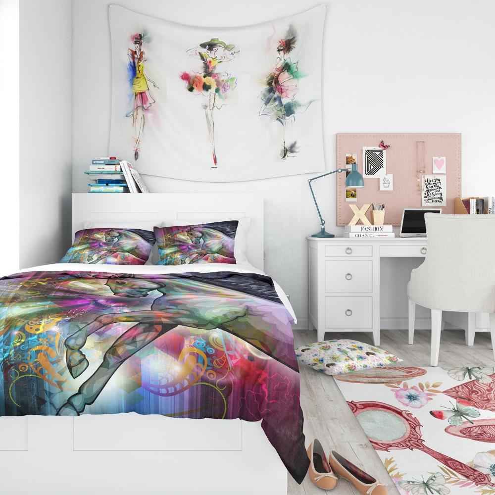 Designart BED13415-T 3 -Piece Purple Twin Duvet cover Set
