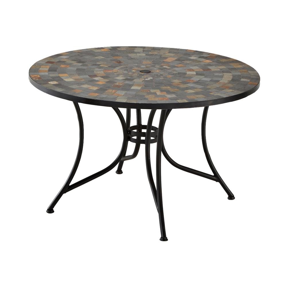 Home Styles Stone Harbor Round Outdoor, Round Patio Table For 6 With Umbrella Hole