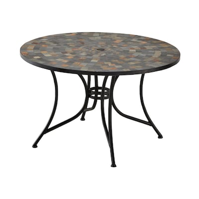 Stone Harbor Round Outdoor Dining Table, Round Kitchen Table With Ceramic Tile Top