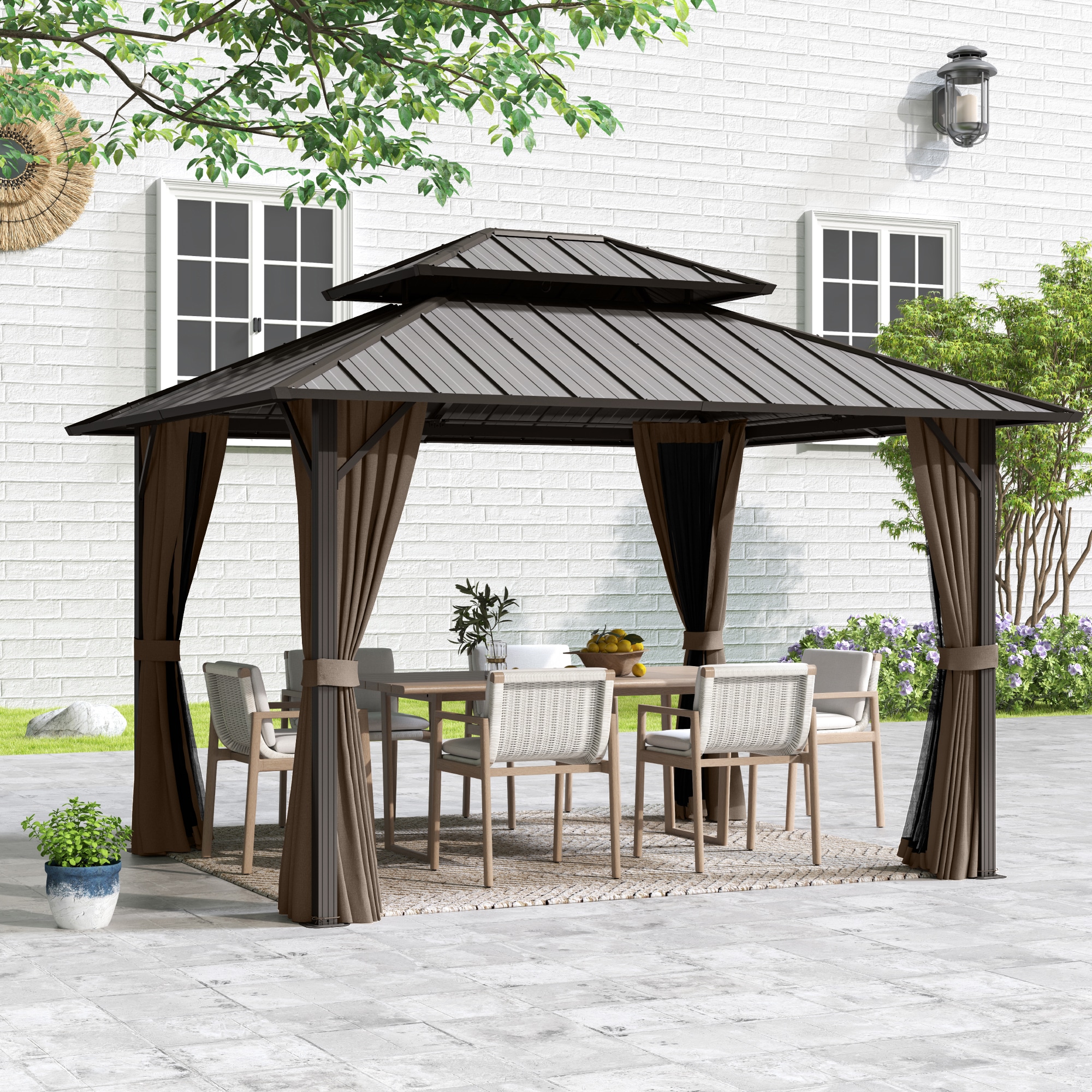  EL-ZPTPSJ-1012-Z-WL3 11.93-ft x 10-ft EGEIROS LIFE Brown Solarium with Hardtop Roof