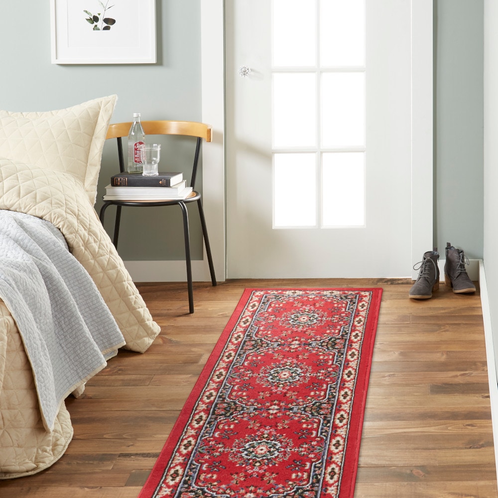Home Dynamix 4-7069-202 Premium Sakarya 2 x 7 (ft) Loomed Polypropylene Red Rectangular Indoor Medallion French Country Runner rug