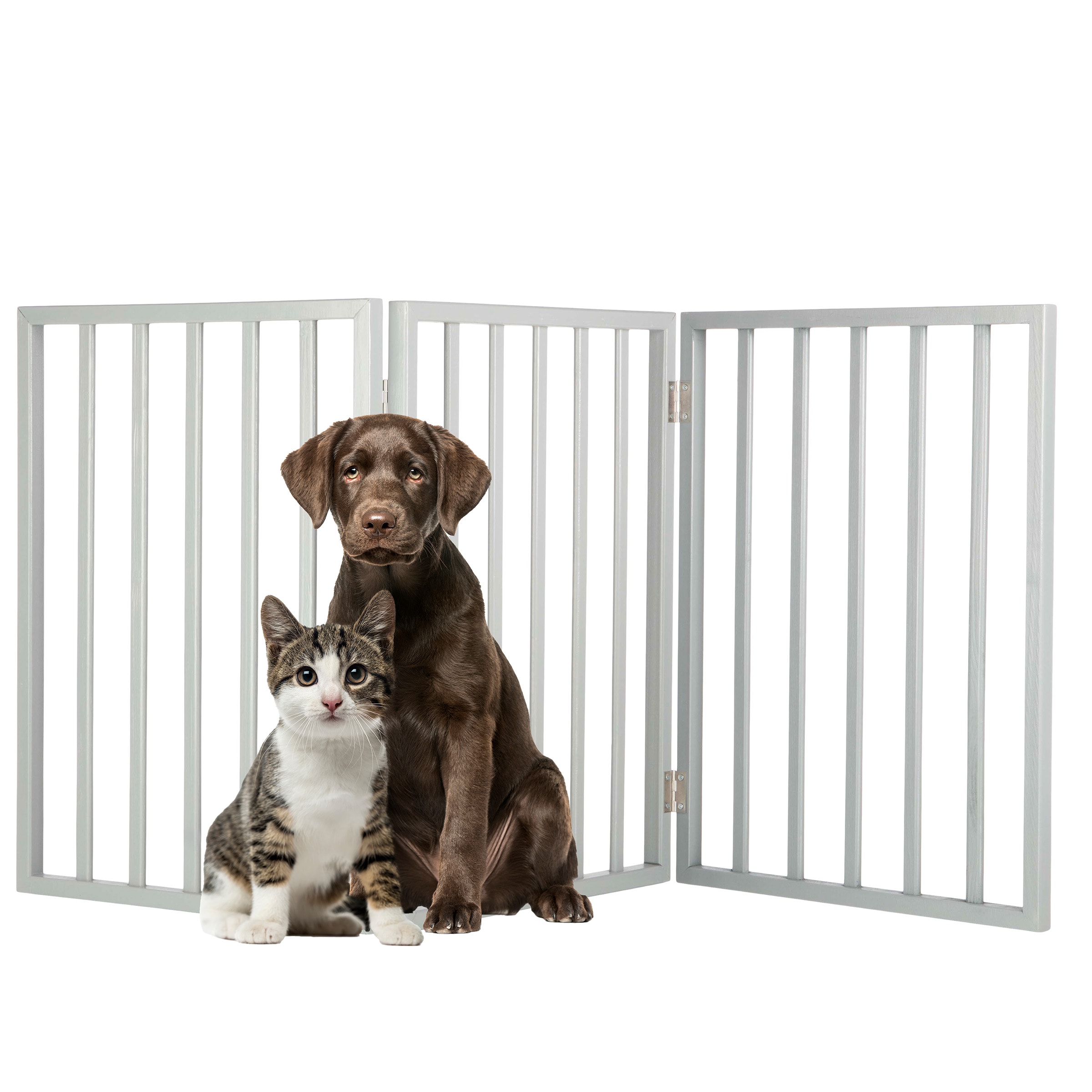 PETMAKER  3-Panel Indoor Foldable Pet Gate for Stairs or Doorways (Gray)