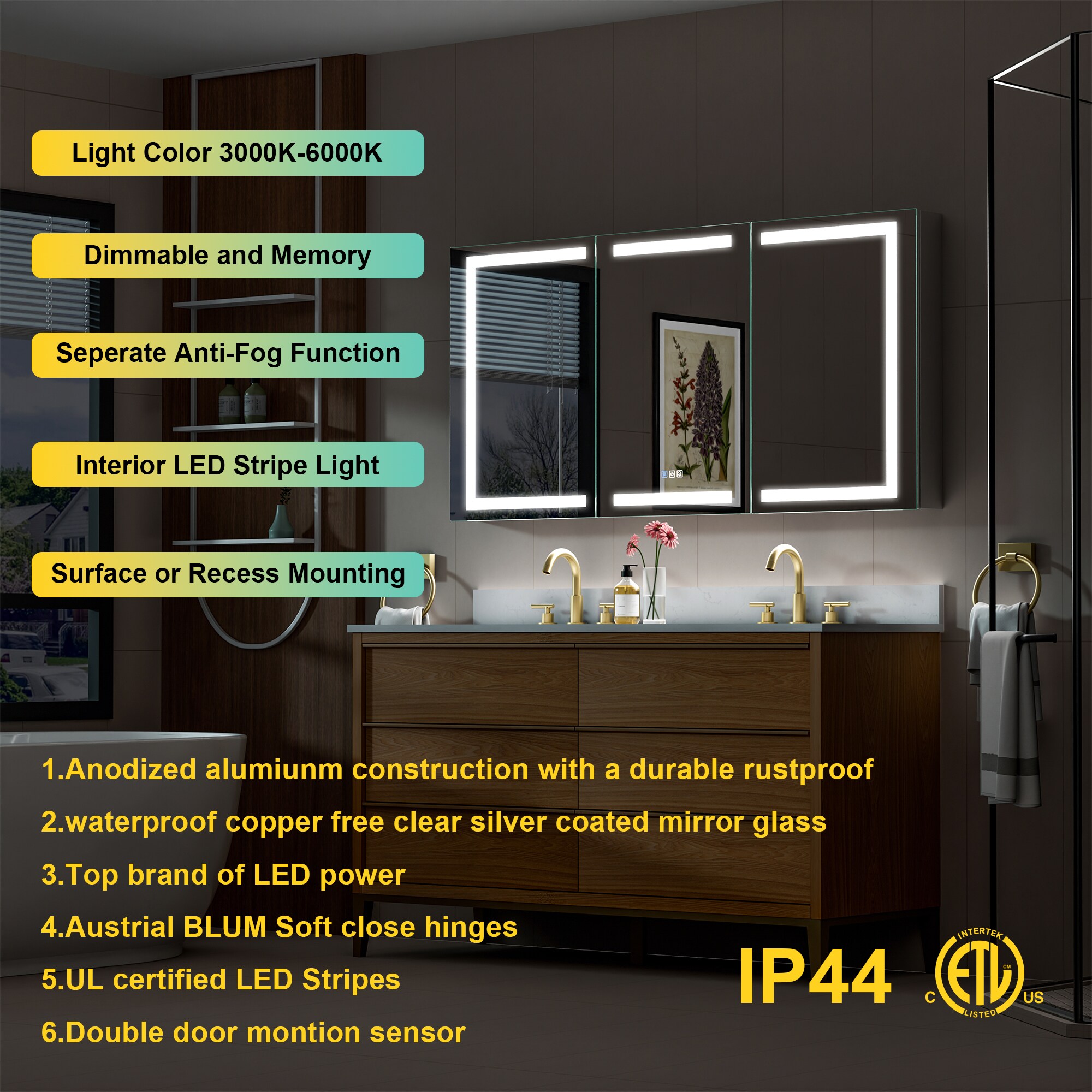 WELLFOR EX-UNBV36GR Bathroom-Medicine-Cabinets - View #8