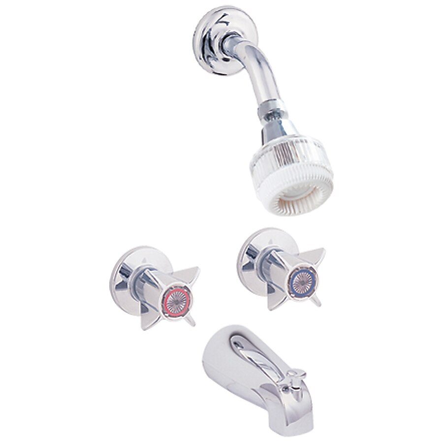 Basic-N-Brass Collection Compression 2-Handle 2-Spray Tub and Shower Faucet Set in Chrome (Valve Included) Basic-N-Brass Collection Compression 2-Handle 2-Spray Tub and Shower Faucet Set in Chrome (Valve Included)