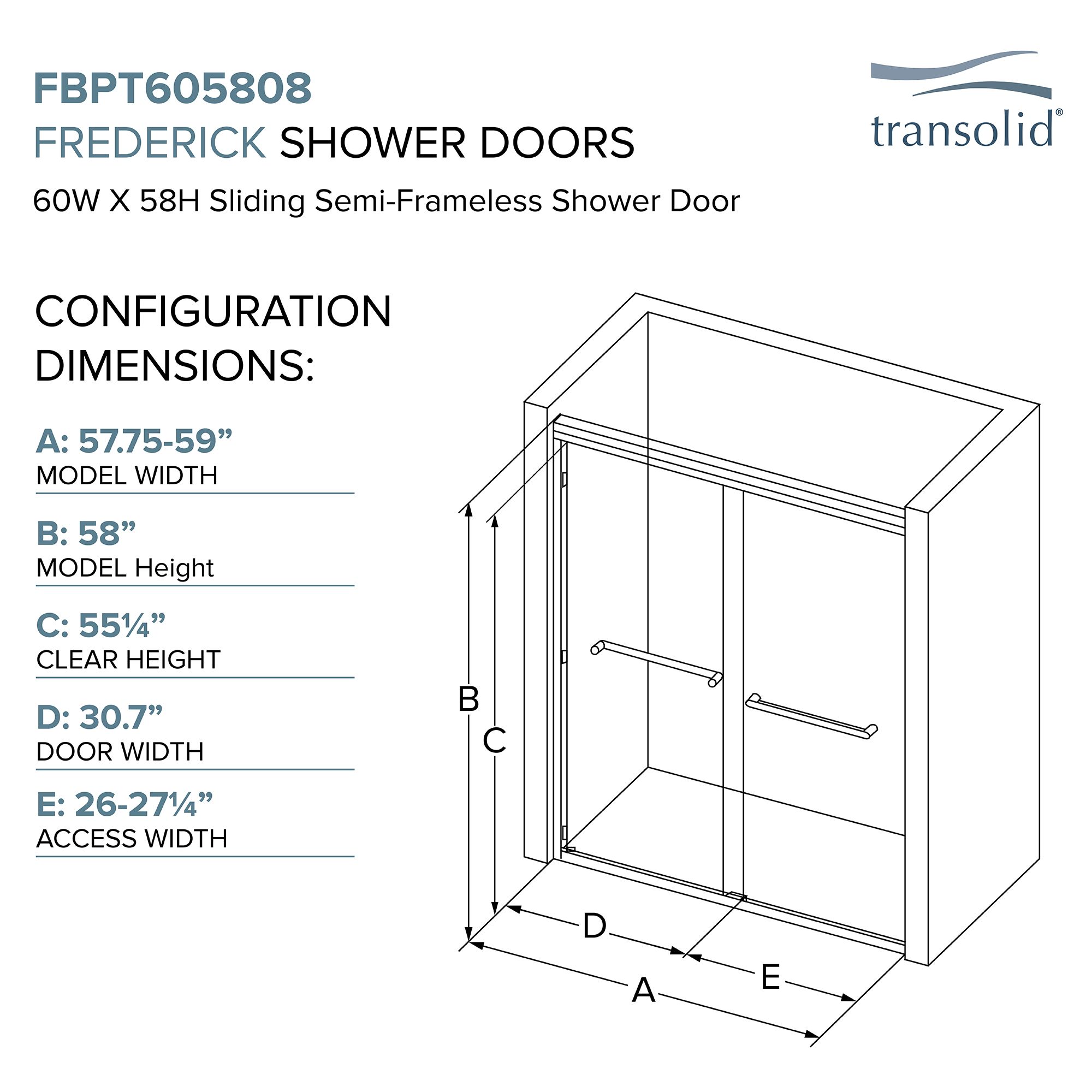 Transolid FBPT605808F-T-PC Shower-Doors - View #4