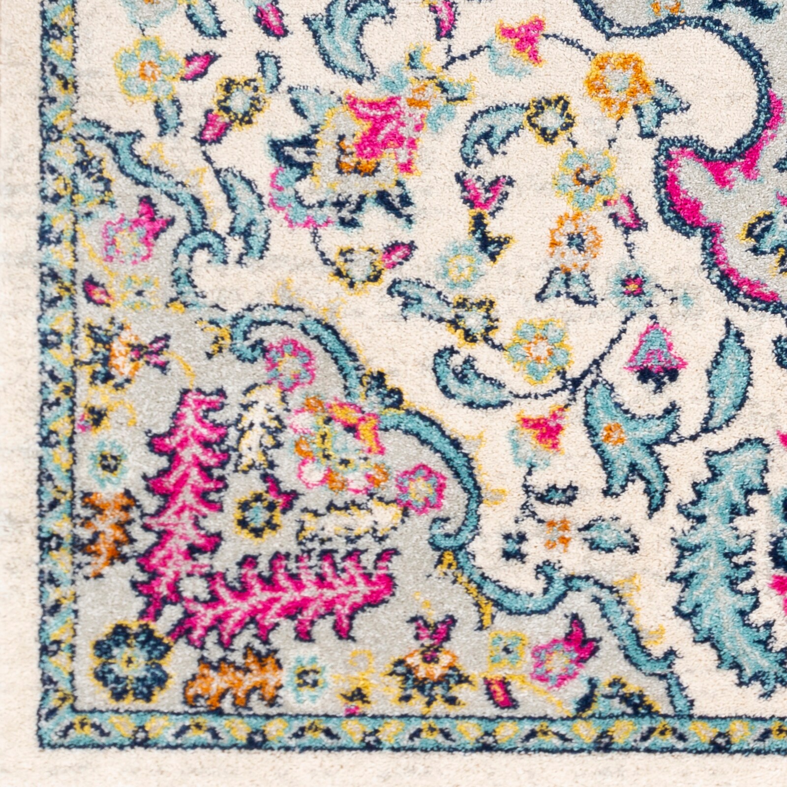 Gray and Multicolor Synthetic 5' x 7' Rectangular Area Rug