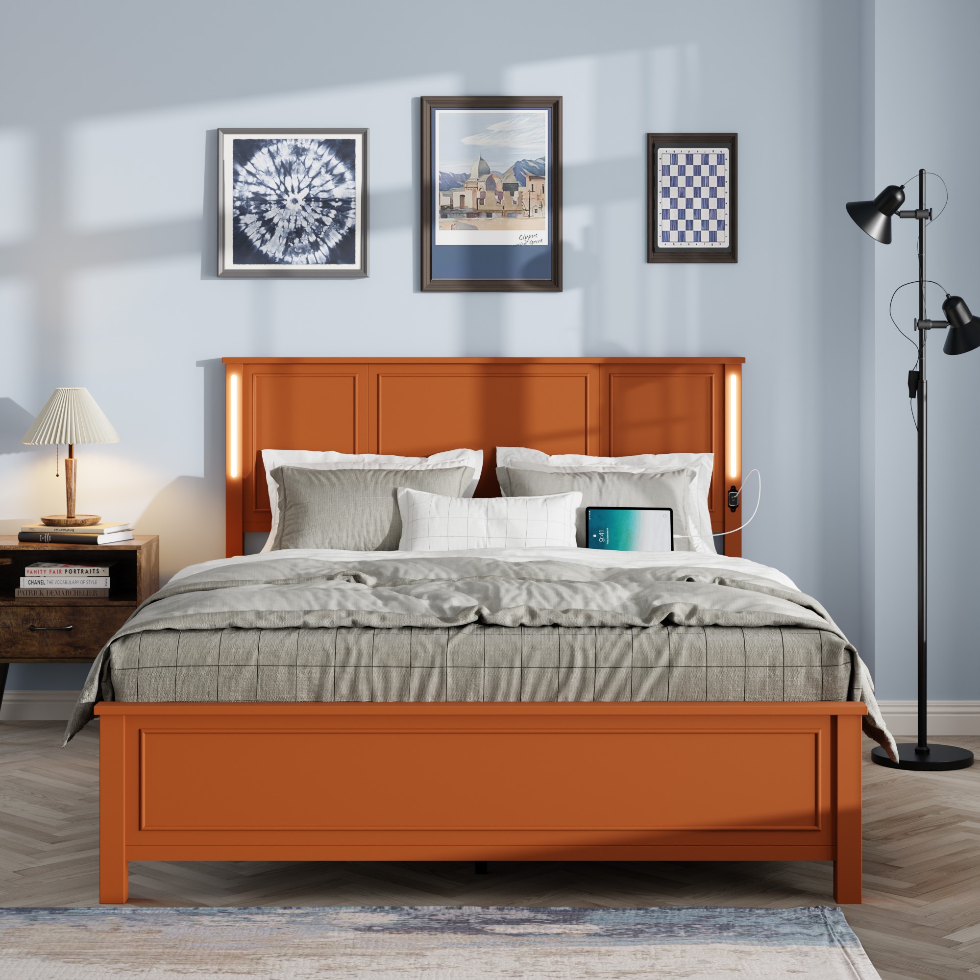 Mondawe MO-JH63308 Brown Queen Wood Bed frame Bed