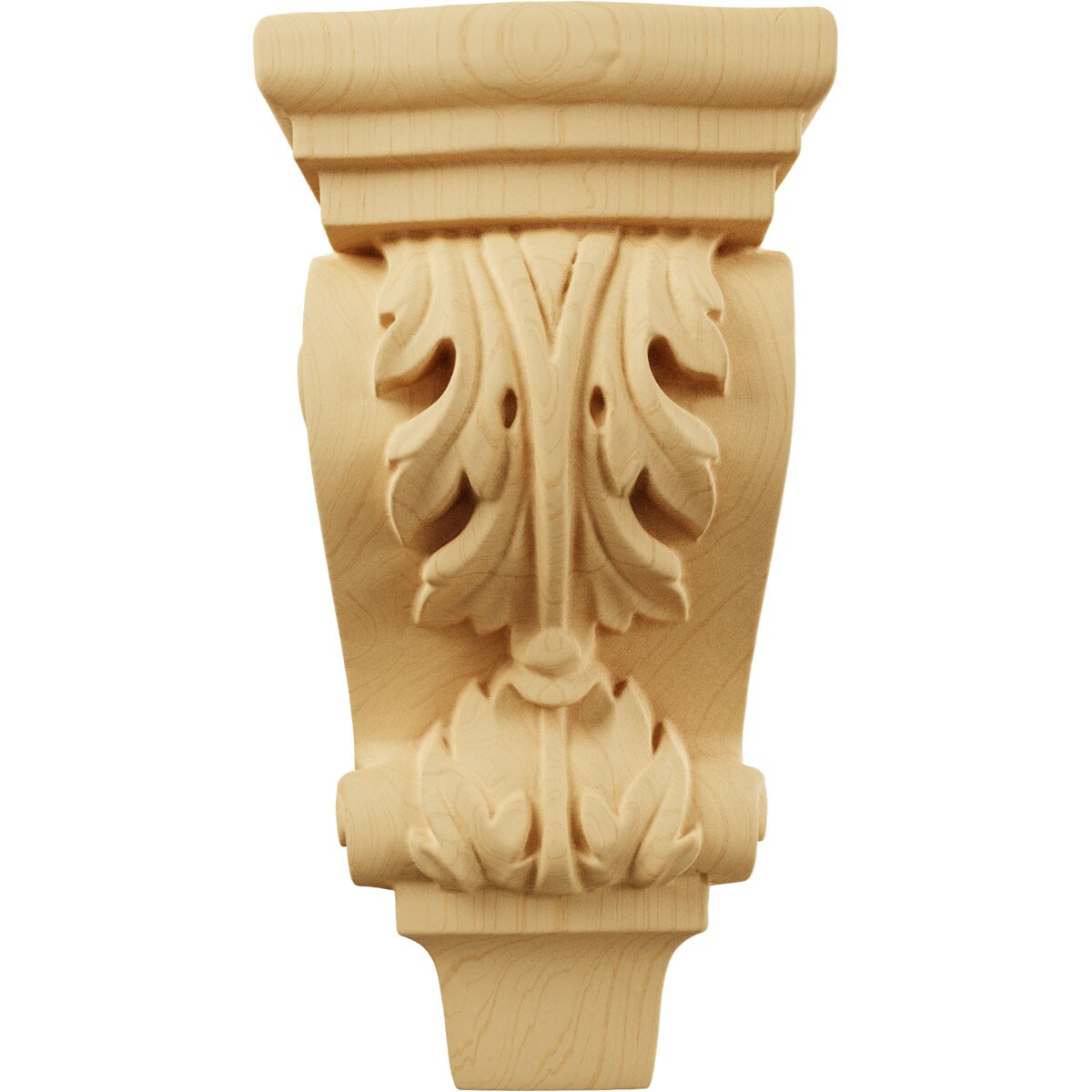 Alder Hand-Carved Extra Small Acanthus Pilaster Wood Corbel