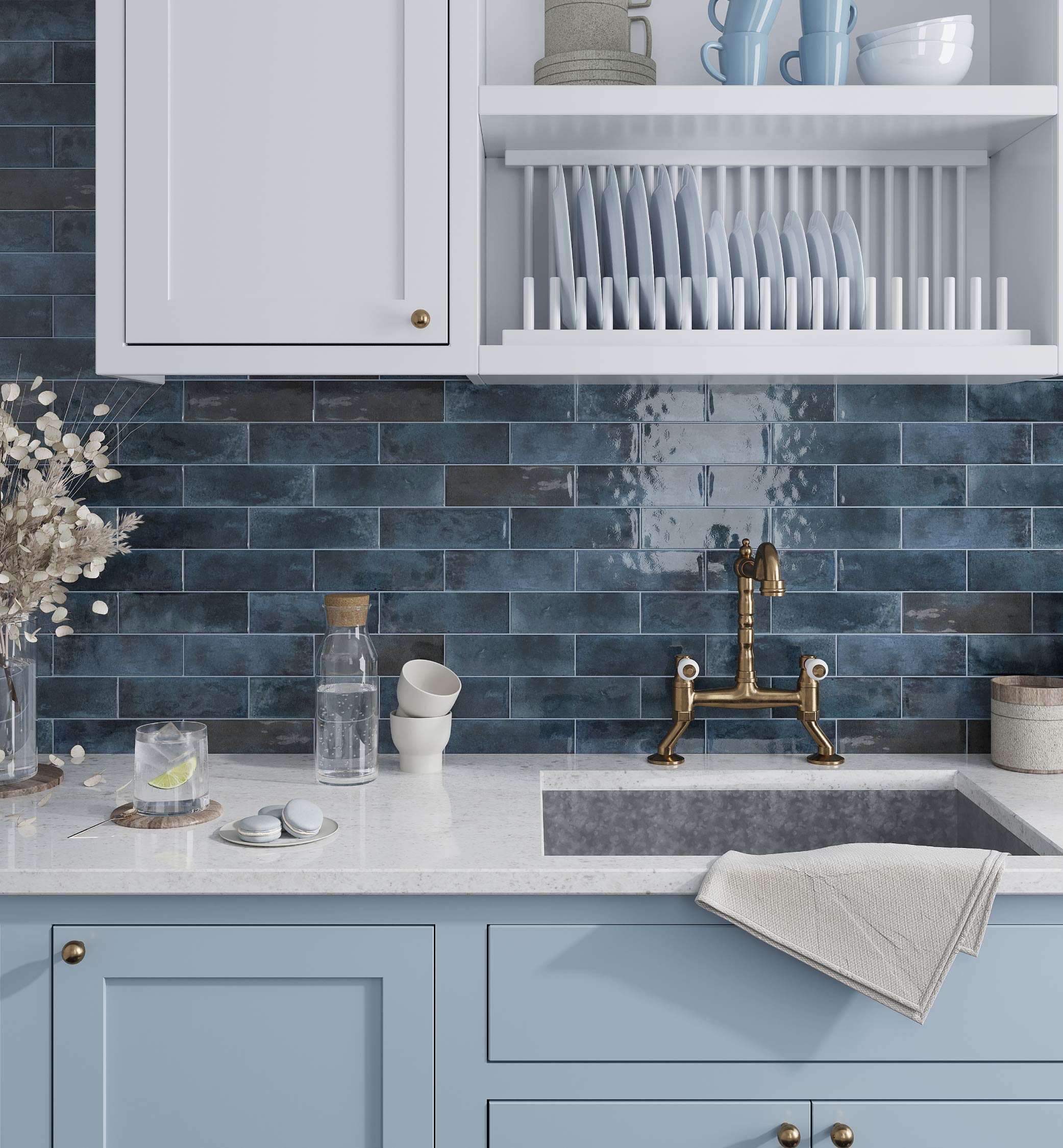 Antiek Glossy Blue Ceramic Subway Wall and Floor Tile