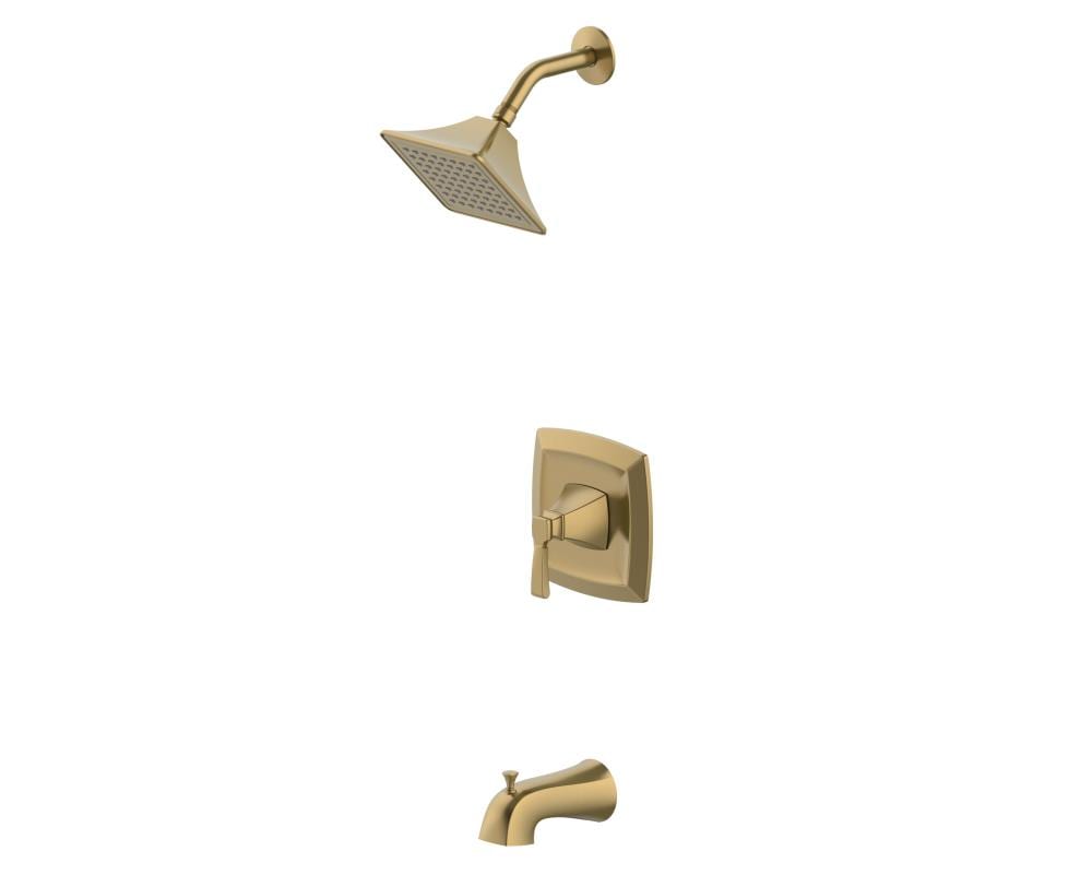 allen + roth Chesler Brushed Gold 1-handle Single Function Square Bathtub and Shower Faucet Valve Included