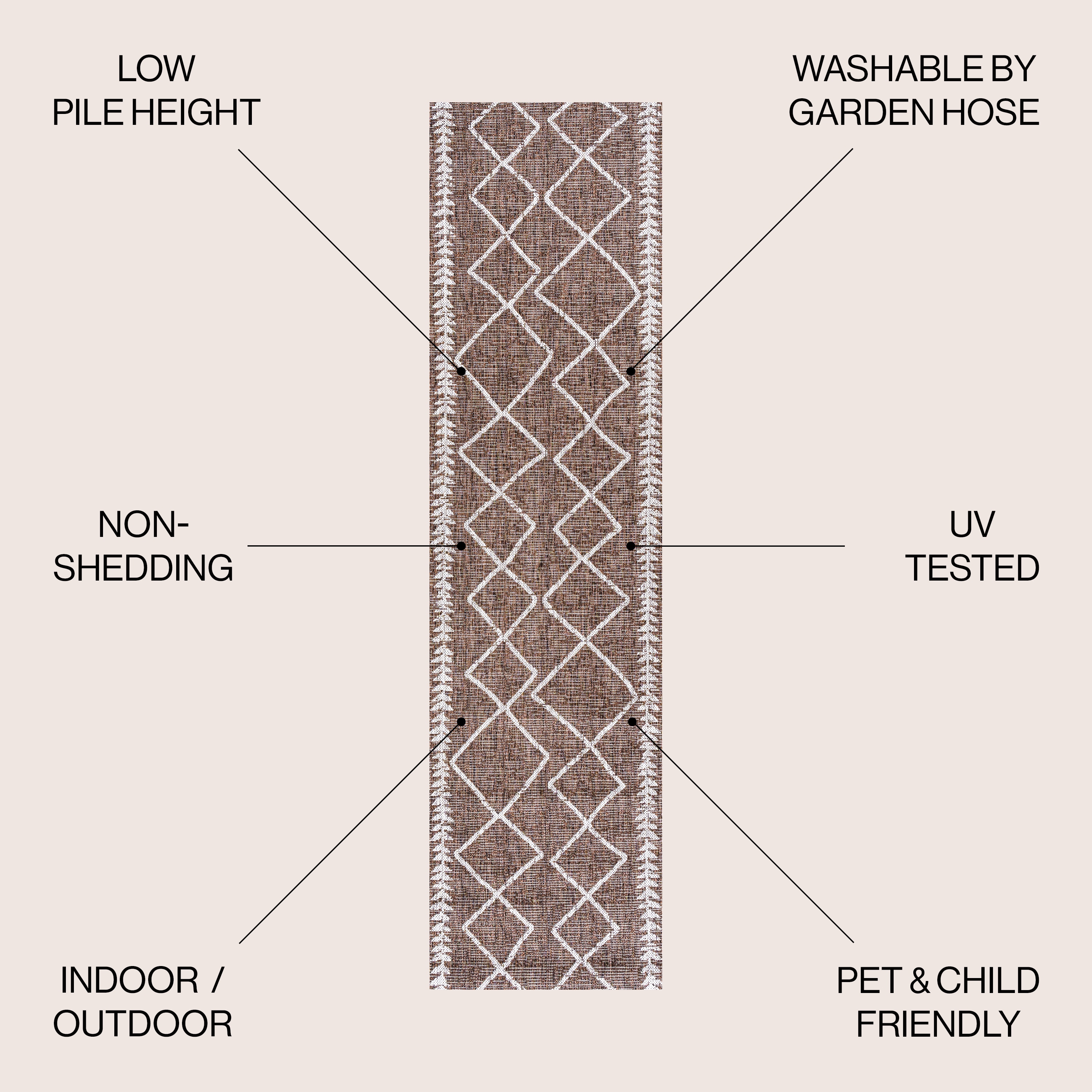 Ivory and Brown Diamond Trellis Indoor/Outdoor Rug