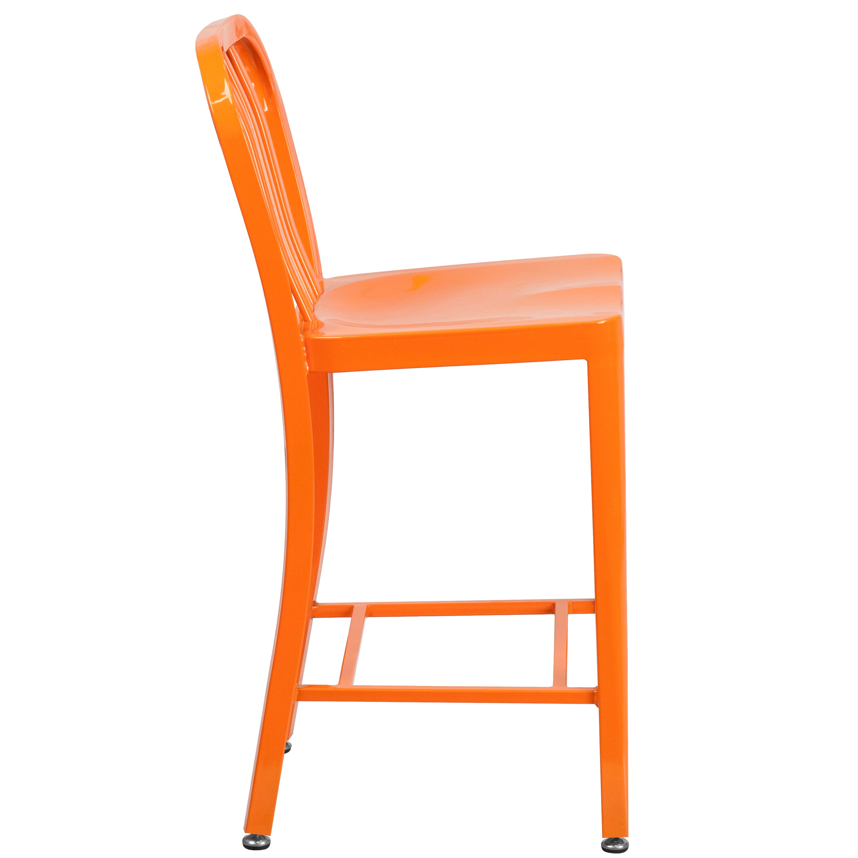 24" High Orange Metal Indoor-Outdoor Counter Height Stool