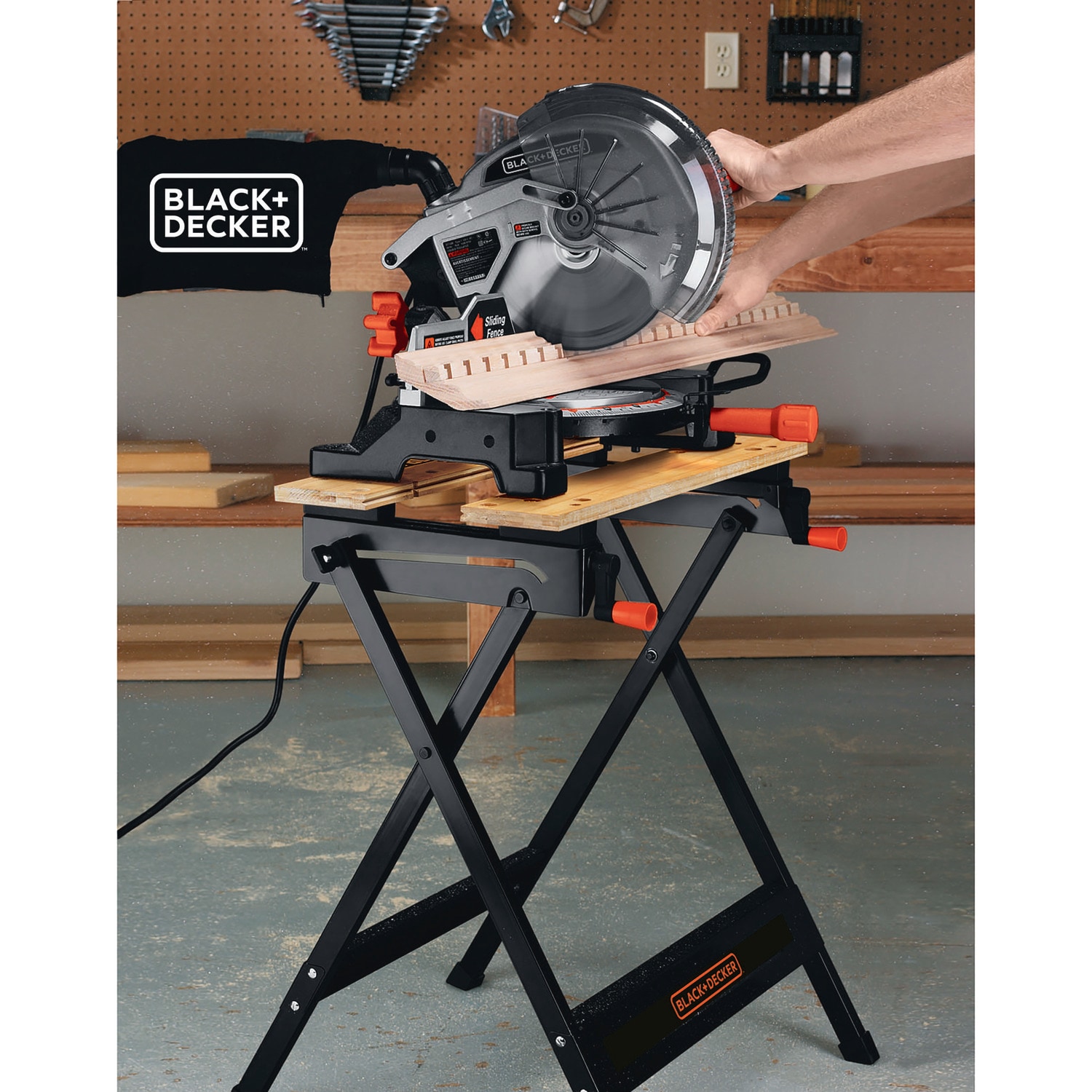 BLACK+DECKER 29-in L x 33.07-in H Black Wood Adjustable Height Portable  Work Bench
