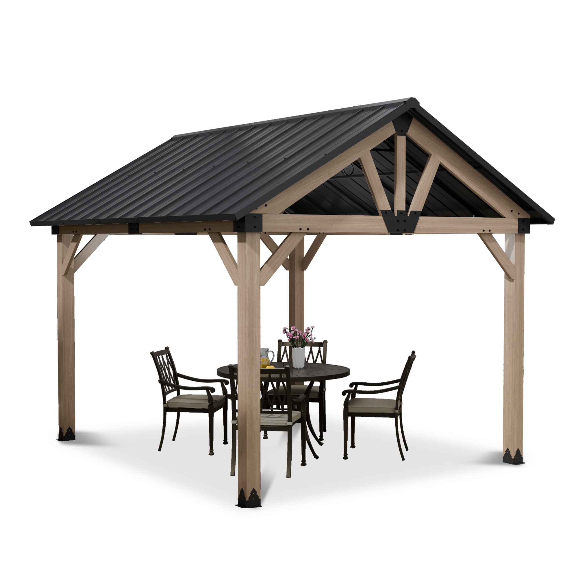 Mondawe OD06KTRZ1012SB Wood-Resin-Gazebos - View #2