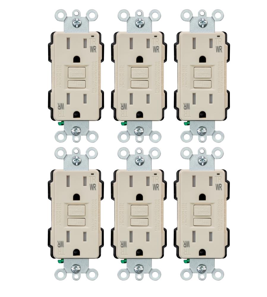Utilitech G1915TW-LA6 15 -Amp 125-volt Tamper Resistant Weather Resistant GFCI Residential Decorator Outlet , Light almond 6 -Pack