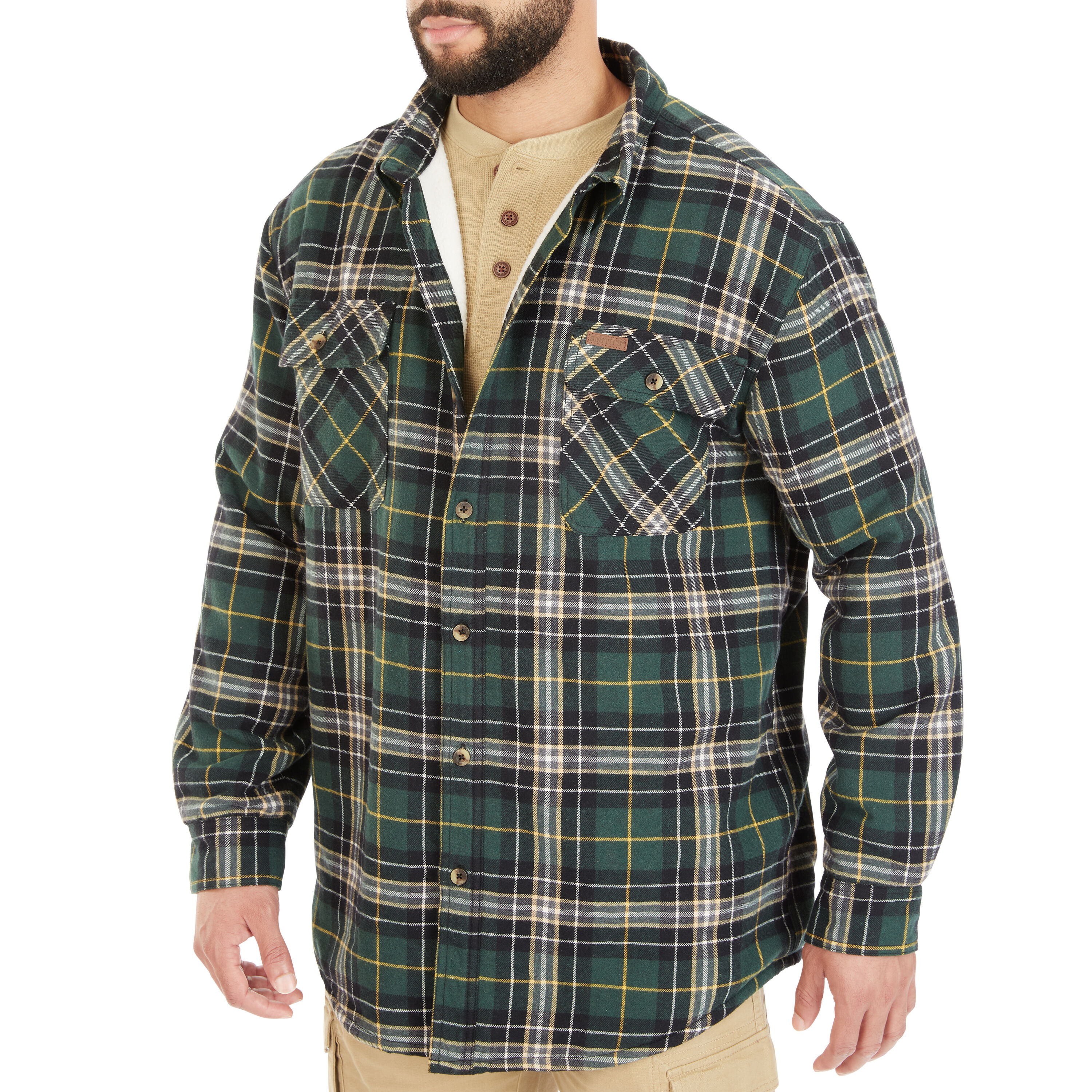 Smith's Workwear Sherpa-Lined Cotton Flannel Shirt Jacket in the