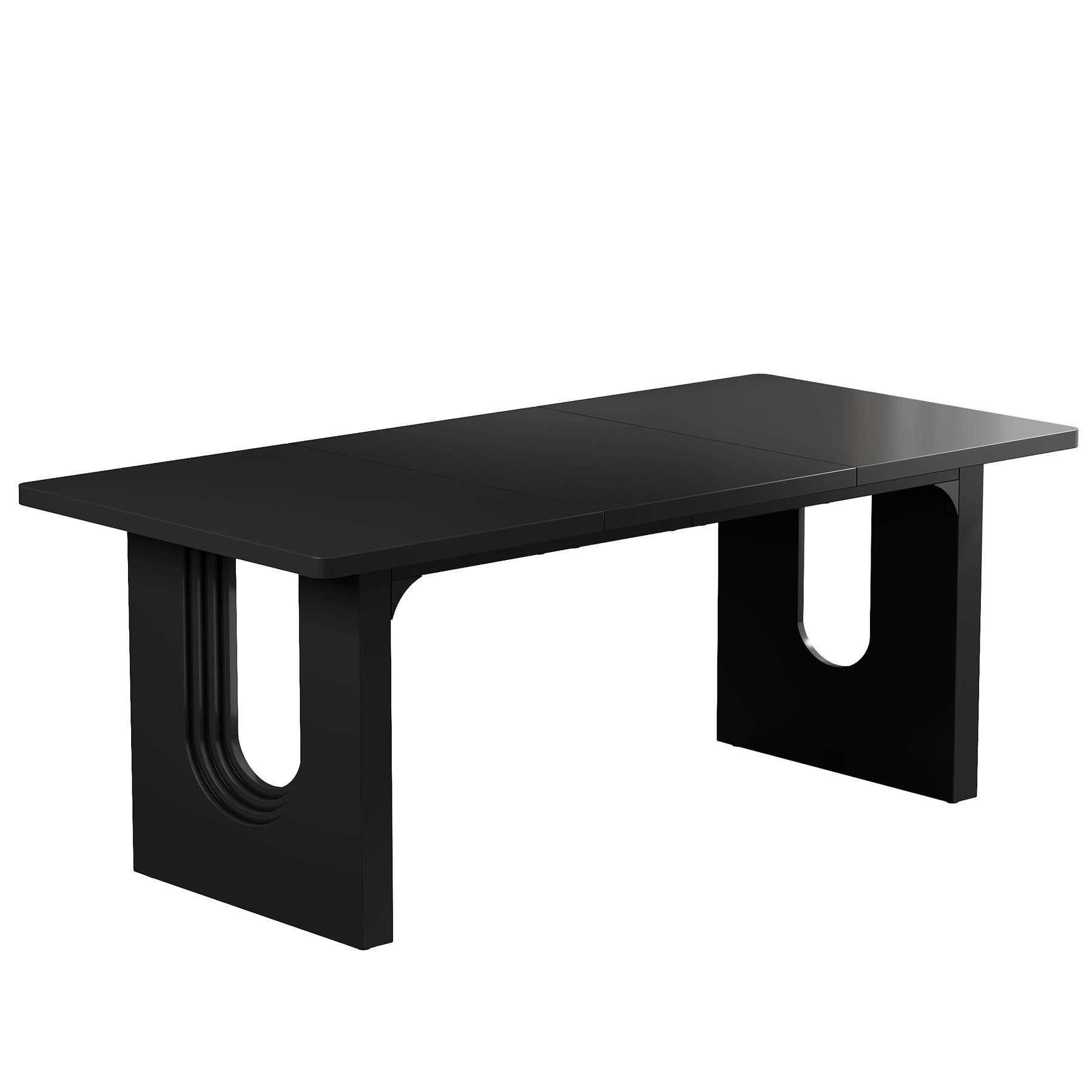 Slickblue - Contemporary Black/White/Walnut Rectangular 70.9-in L x 29.53-in H Dining Table with ...