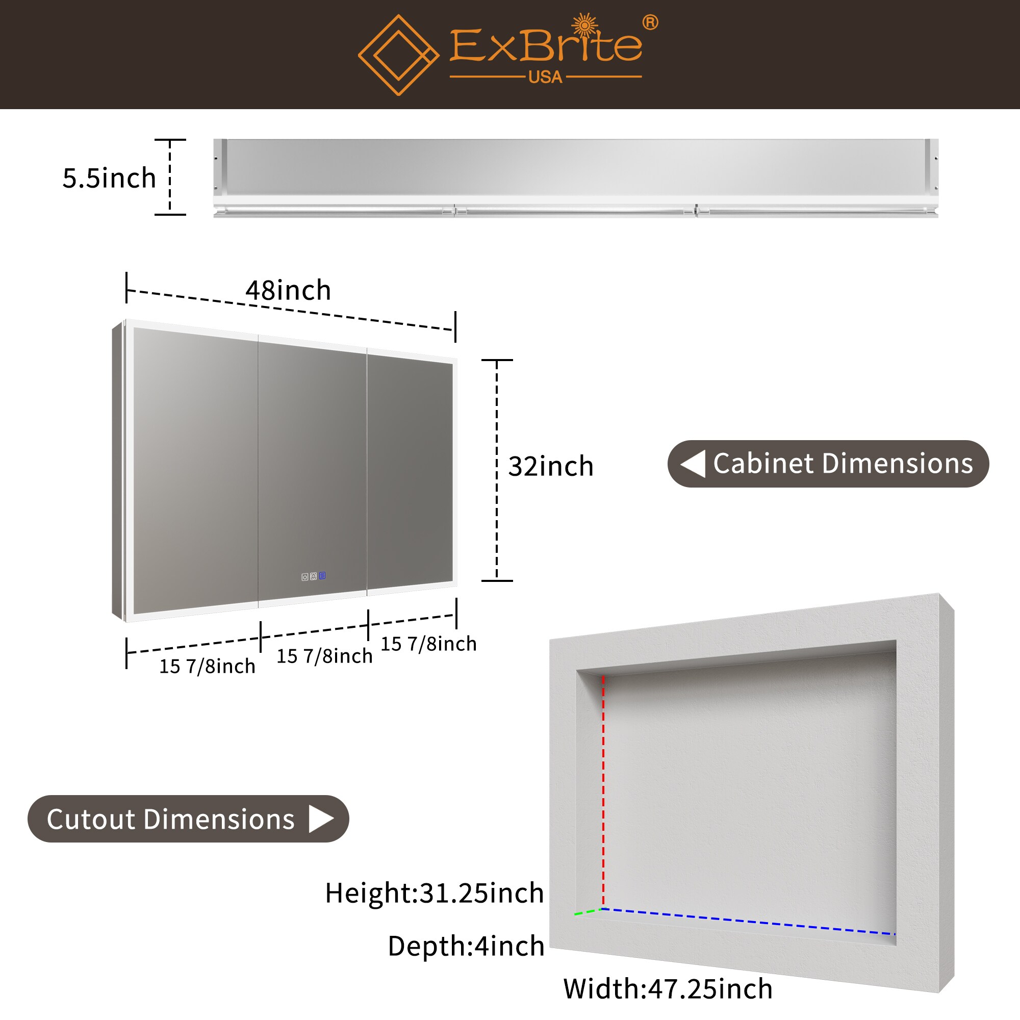 ExBrite MC6636V11QX Bathroom-Medicine-Cabinets - View #2