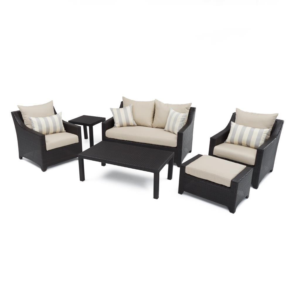 RST Brands OP-PEOSS6-SLT-K Deco 6-Piece Wicker Patio Conversation Set with Gray Sunsharp Cushions