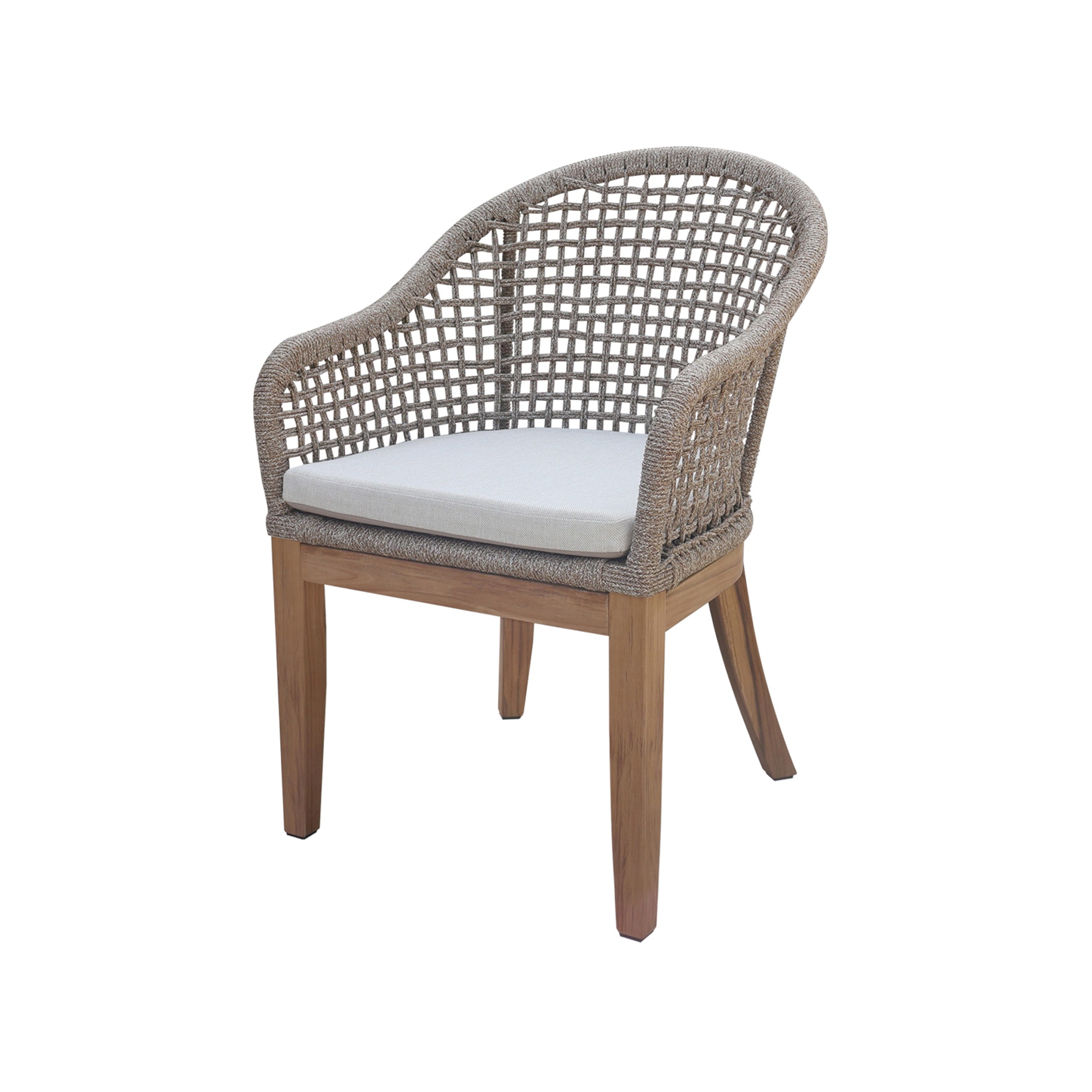Teak and Polystone 5-Piece Round Patio Dining Set with Cushions