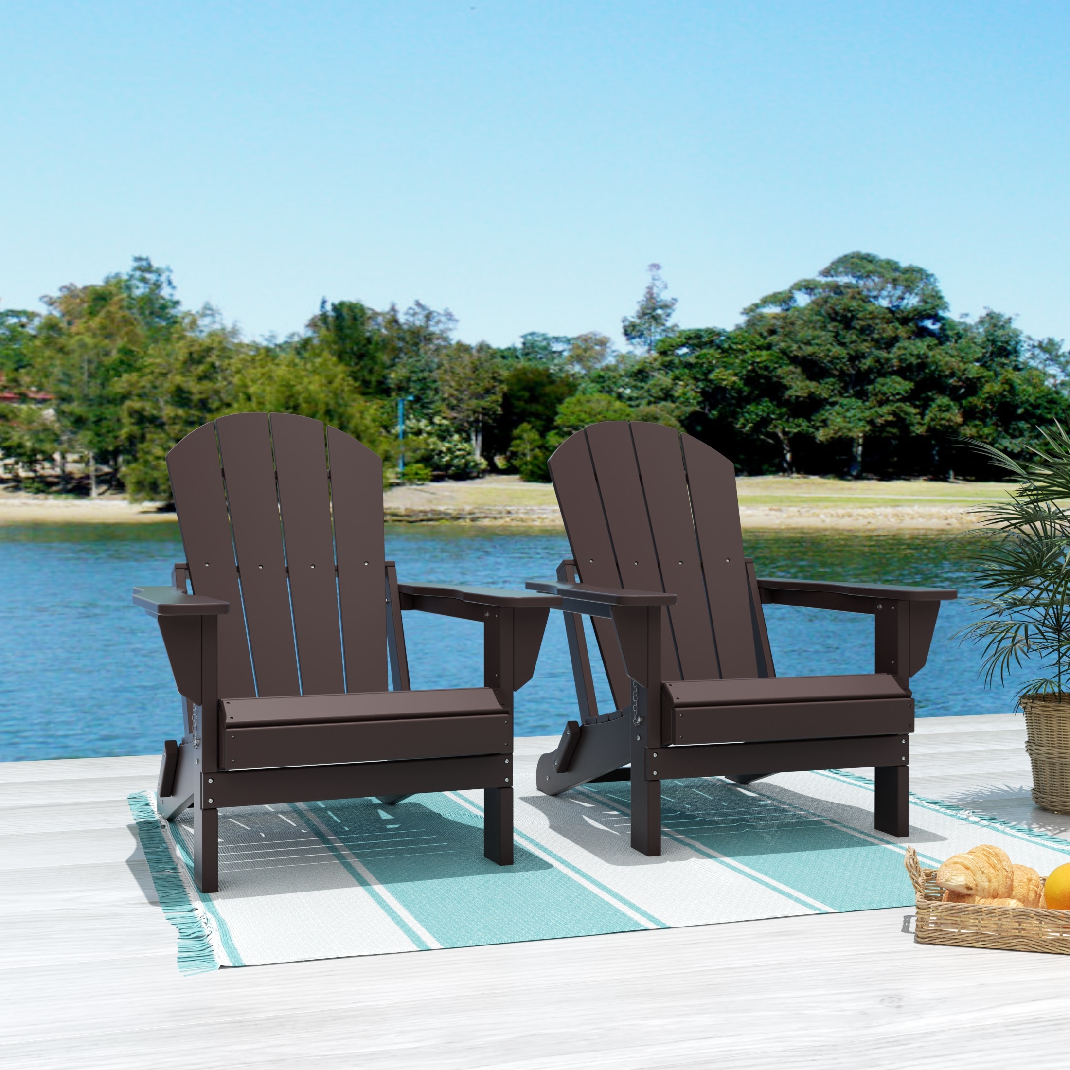 Dark Brown Moisture-Proof Finish Adirondack Chair Set of 2