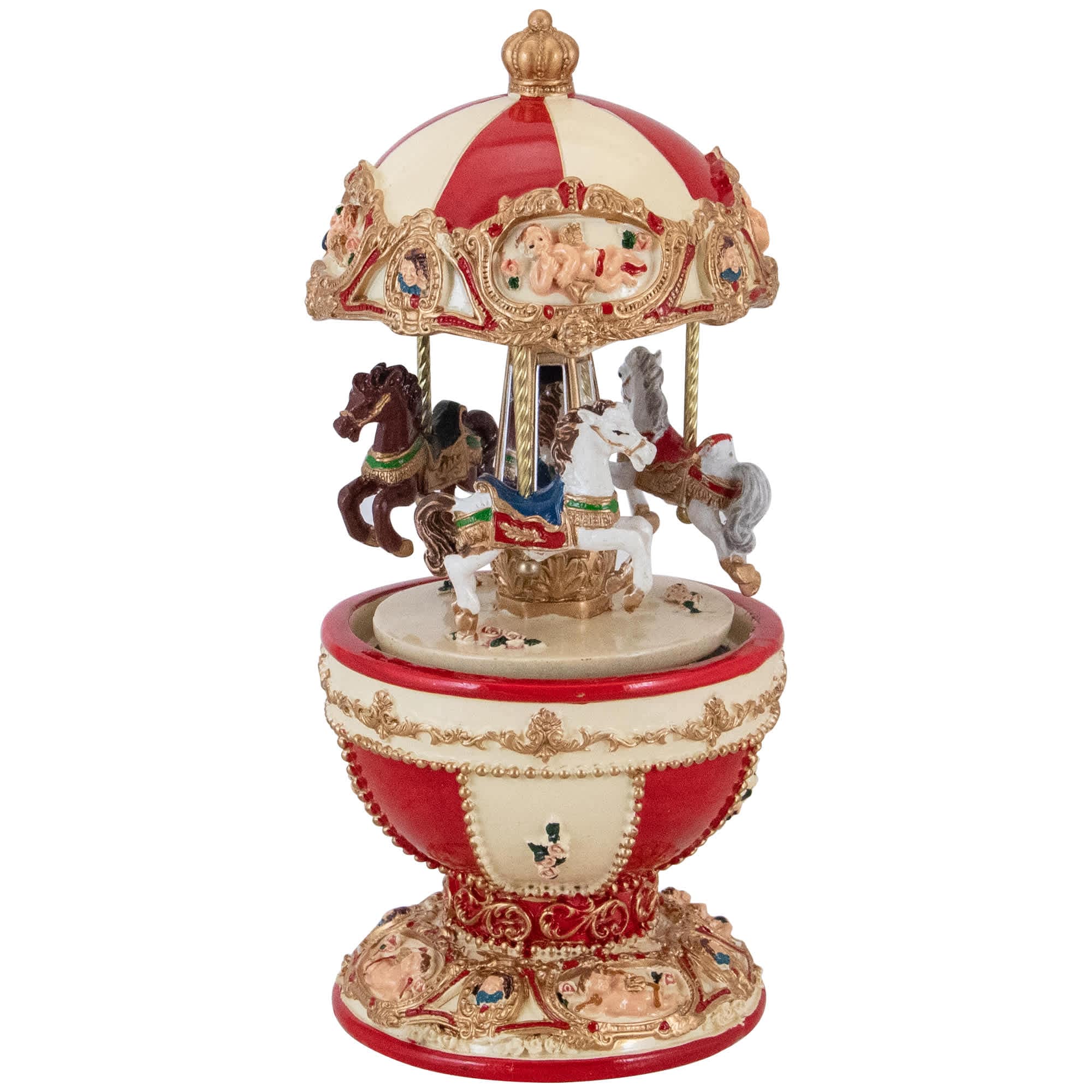 Northlight Horses and Cupids Animated Musical Carousel - 7.25 inch