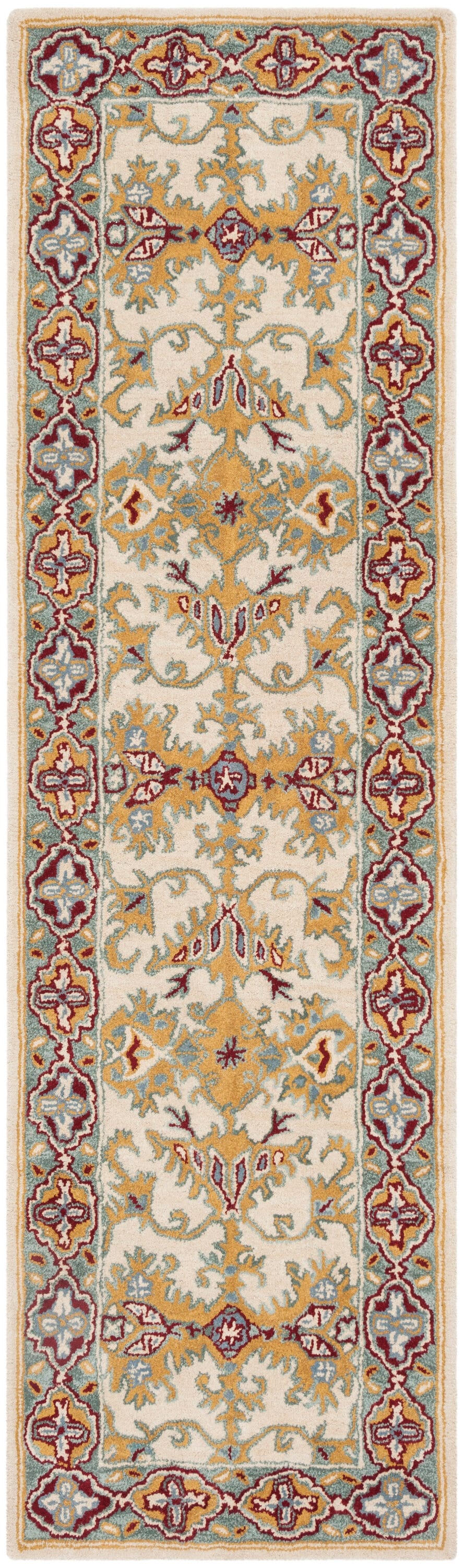 Ivory and Blue Hand-Tufted Wool and Cotton Area Rug