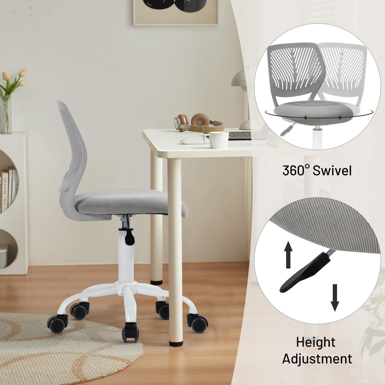 Homy Casa CARNATION GREY VNEW Office-Chairs - View #7
