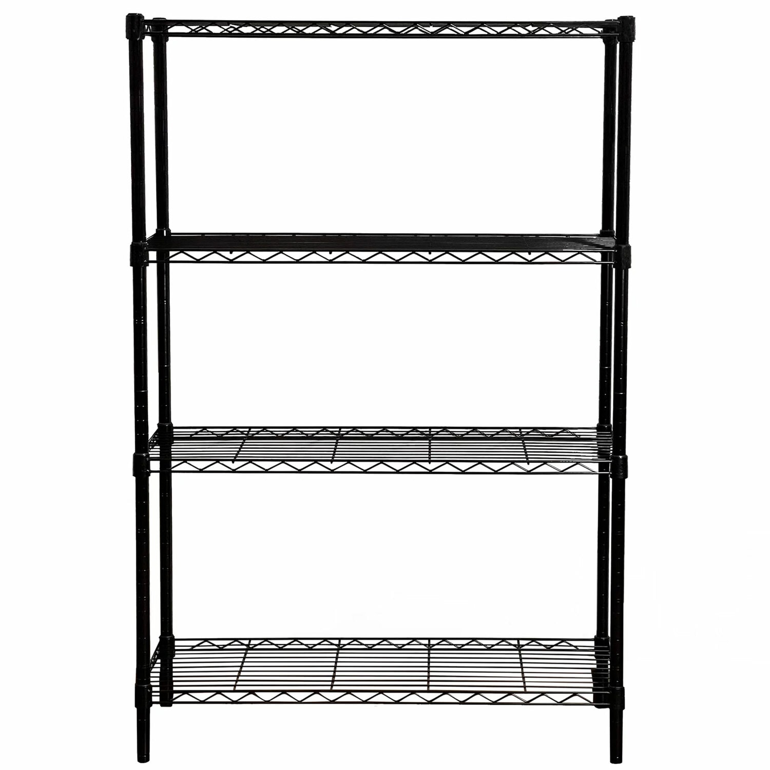 Wire Shelf Bin Organizer - 36 x 12 x 72 with 4 x 12 x 4 Black Bins