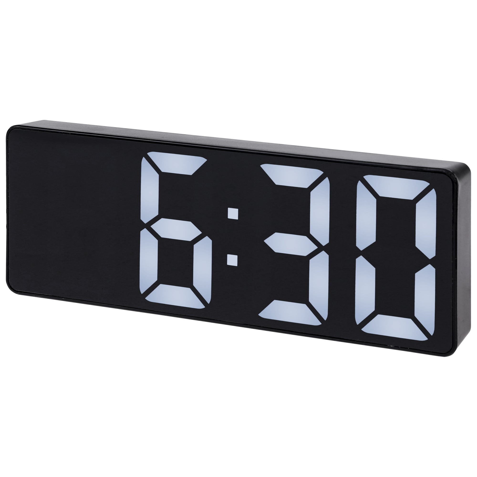 Unique Bargains Small Digital Alarm Clock for Bedroom Alarm Clocks with Big Numbers Display Dimmable 12/24H for Deep Sleepers 6.3 x 2.4 x 1 inch White