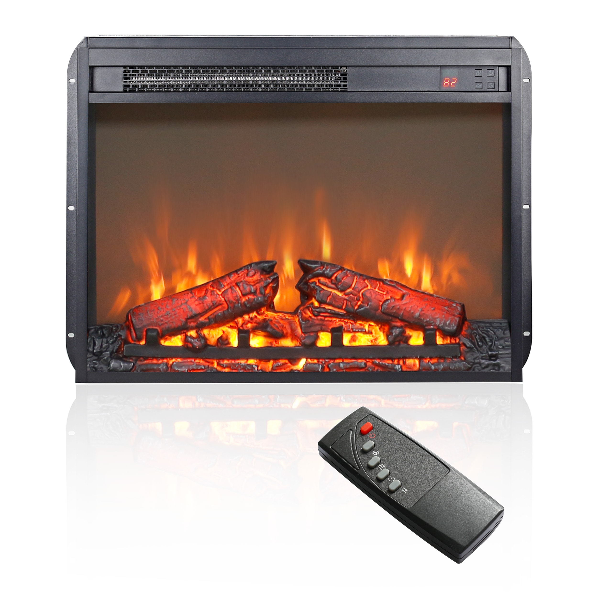 TATAHANCE 24-in W x 18.1-in H Antique Black Electric Fireplace Insert #MT-IJ-W1769103308