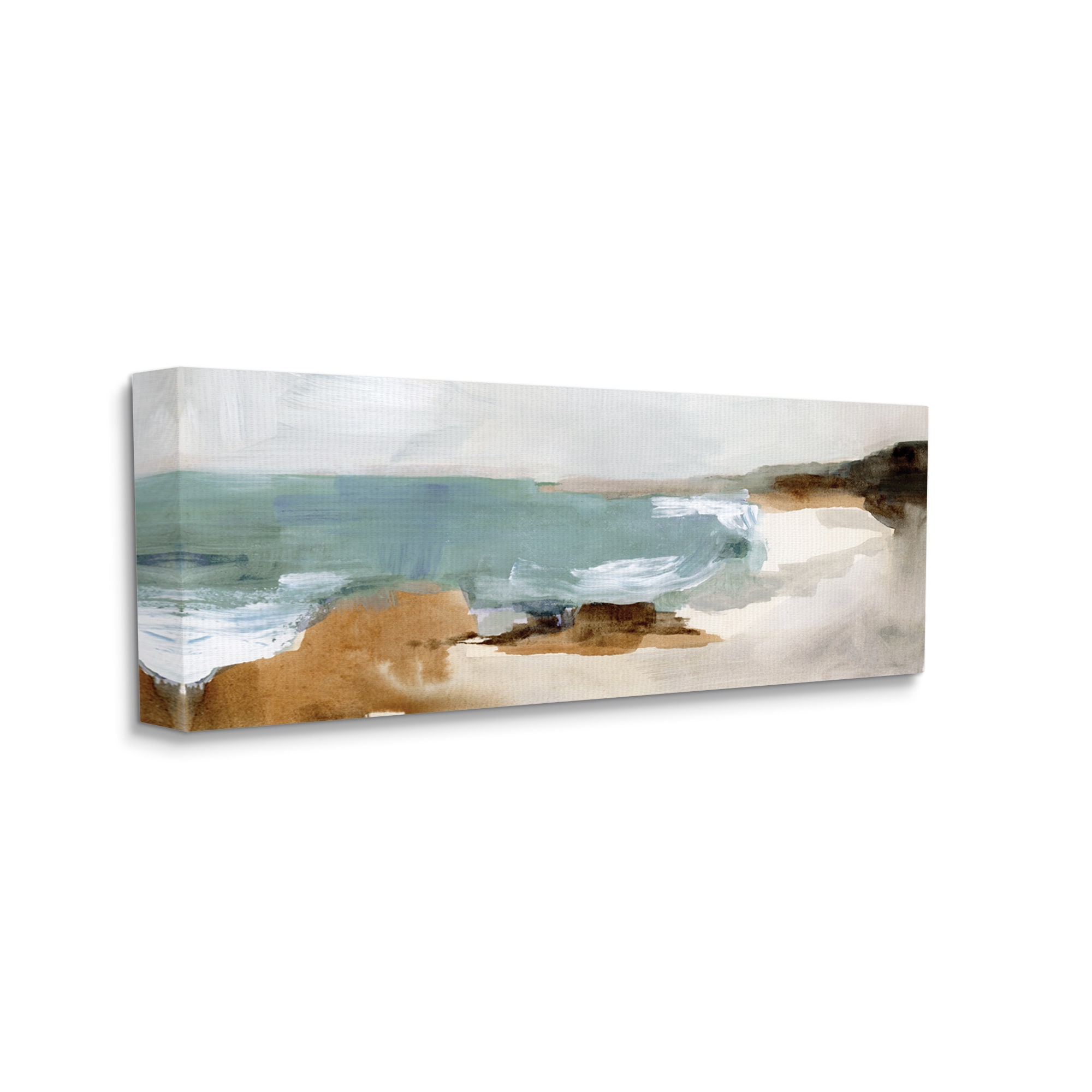 Stupell Industries AE-527-CN-20X48 Cloudy Grey Beach Landscape Abstraction Crashing Waves Victoria Barnes Gallery Wrapped Canvas 48-in H x 20-in W Abstract Canvas Print