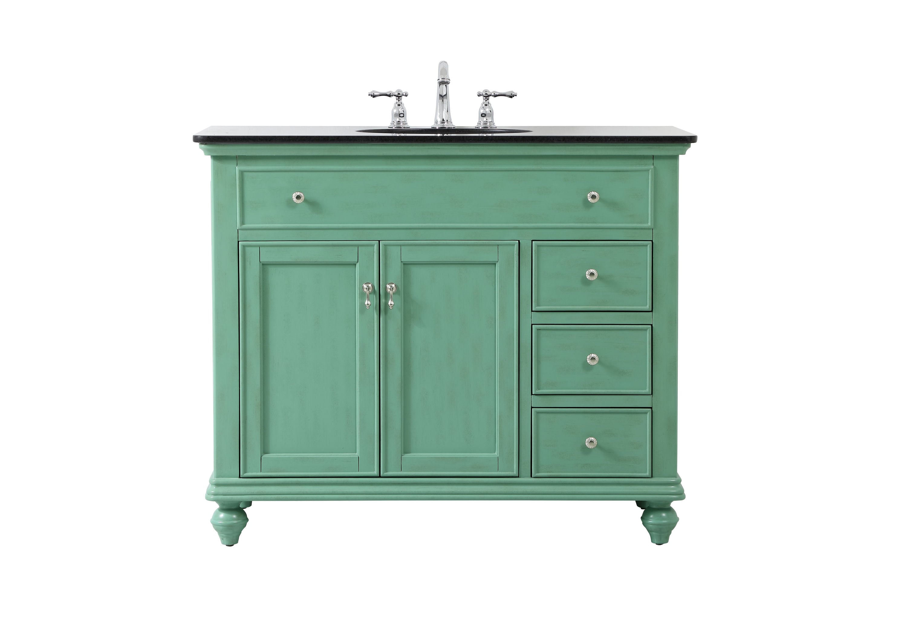 Home Furnishing 42-in Vintage Mint Undermount Single sink Bathroom Vanity with Black Granite Granite Top in Green | - Elegant Decor HF37026VM