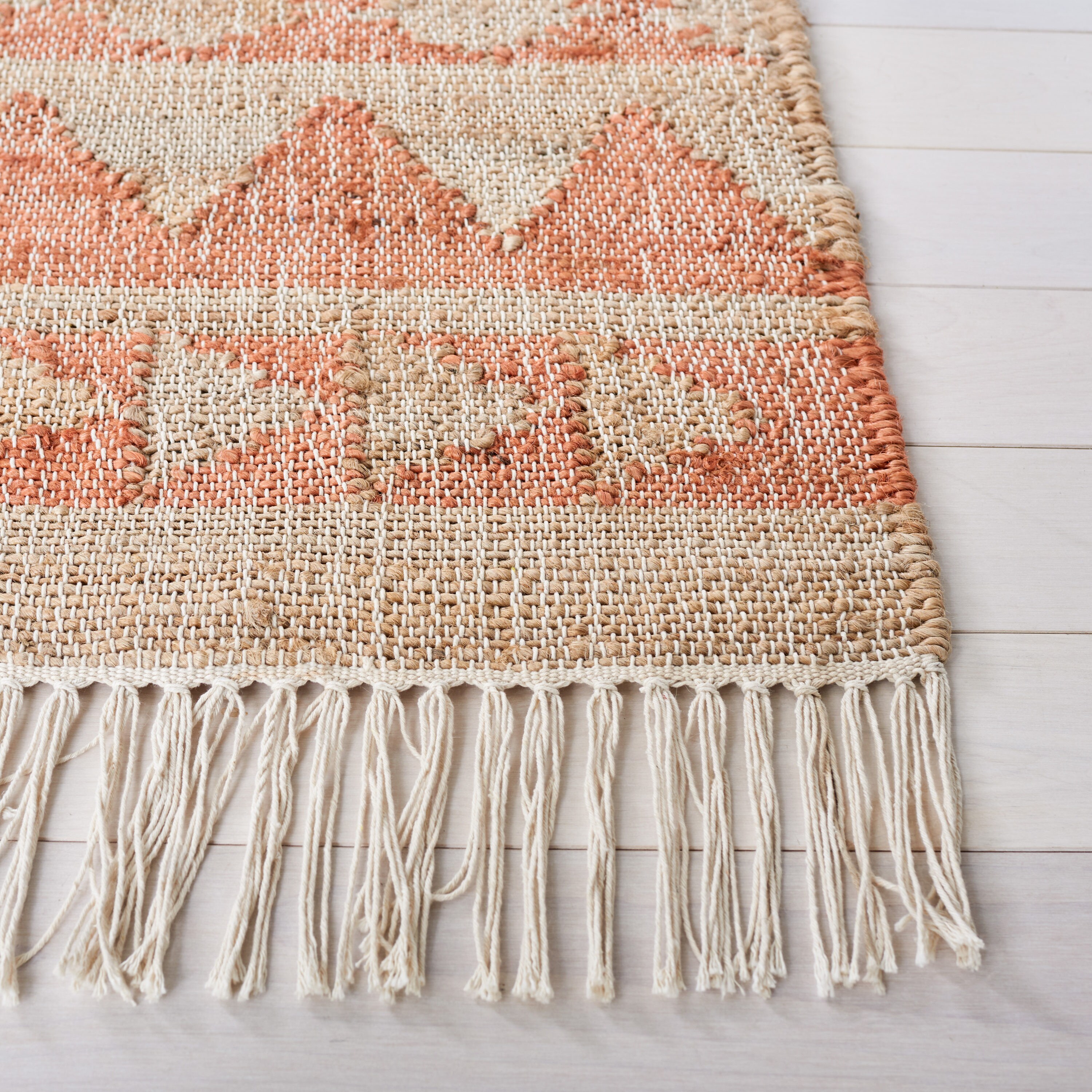 Handmade Red and Beige Wool Cotton Flat Woven Area Rug 8' x 10'
