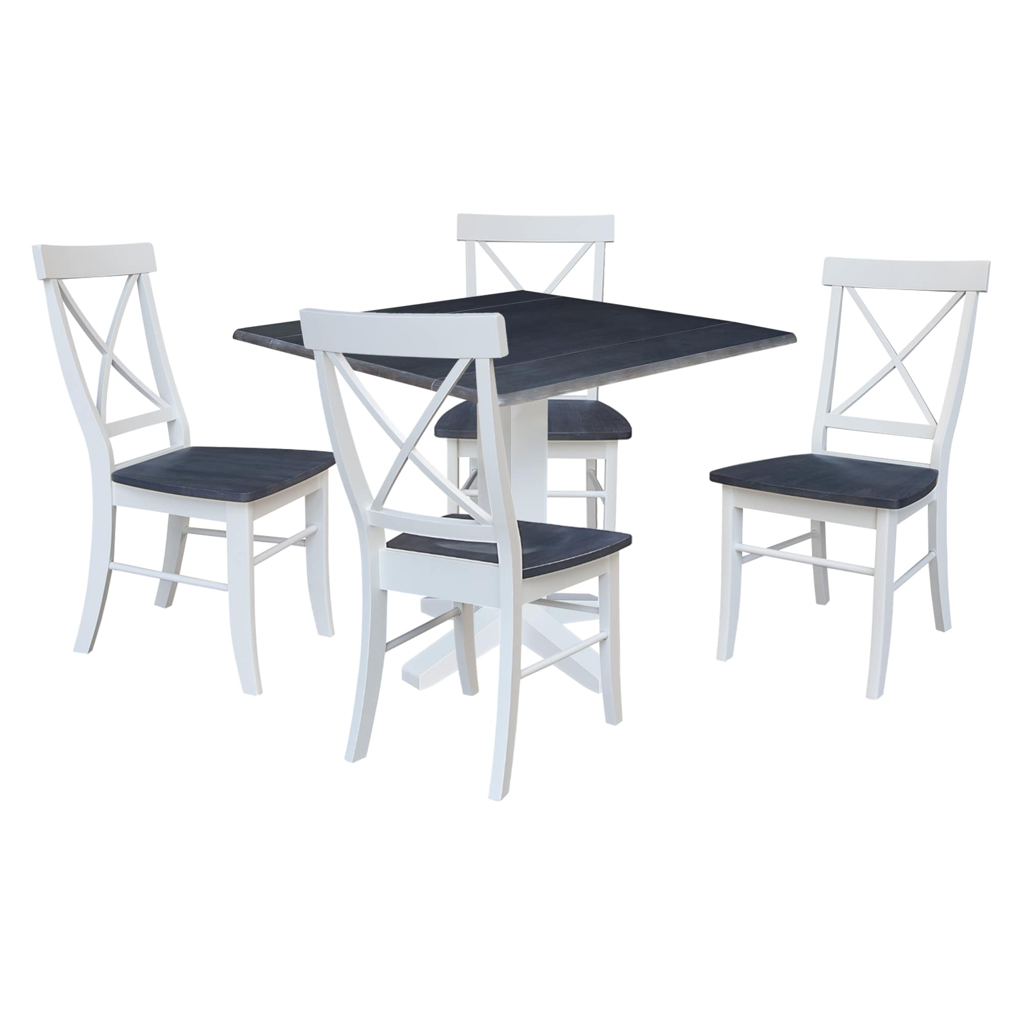 International Concepts K05-36SDP-C613-4 White/Heather Gray Traditional Dining Room Set with Square Table ( Seats 4 )