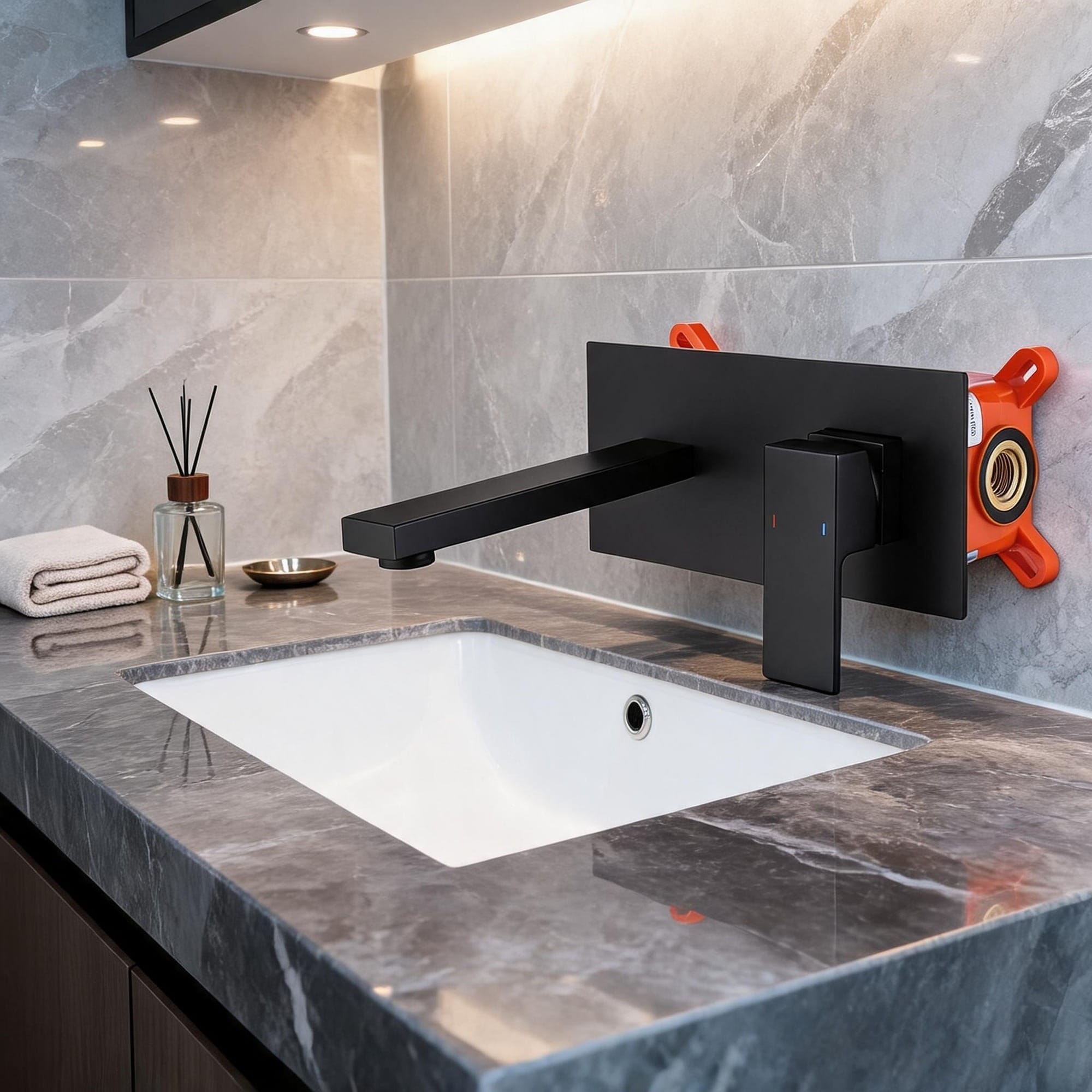 IAK - Matte Black Solid Brass Wall Mount Faucet for Bathroom Sink or Bathtub with Single Handle a...