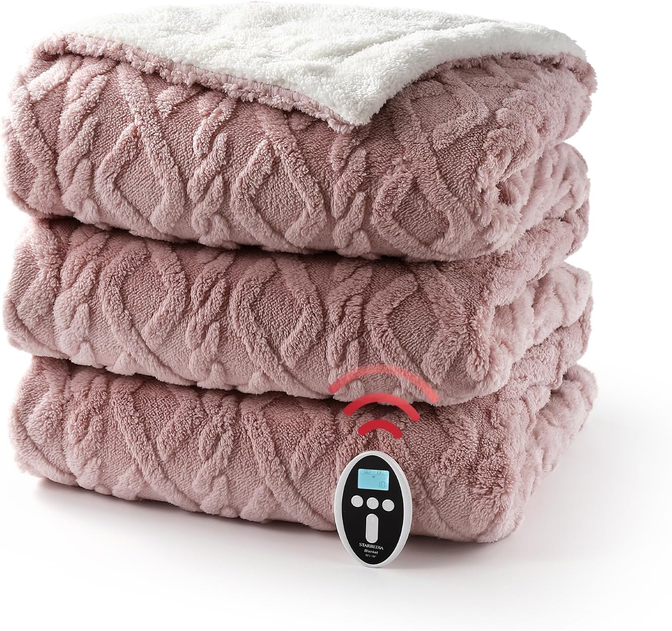Garvee Heated Blanket Electric Throw 84 inch x 90 inch Sherpa 6 Heat Levels 4 Timer ETL Certified Machine Washable Pink